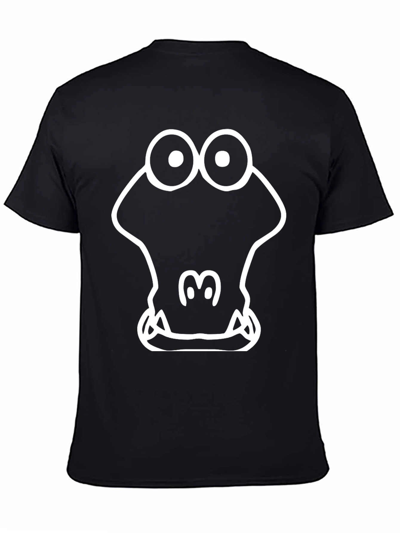 Cartoon Crocodile Graphic Tee - Black Cotton T-Shirt