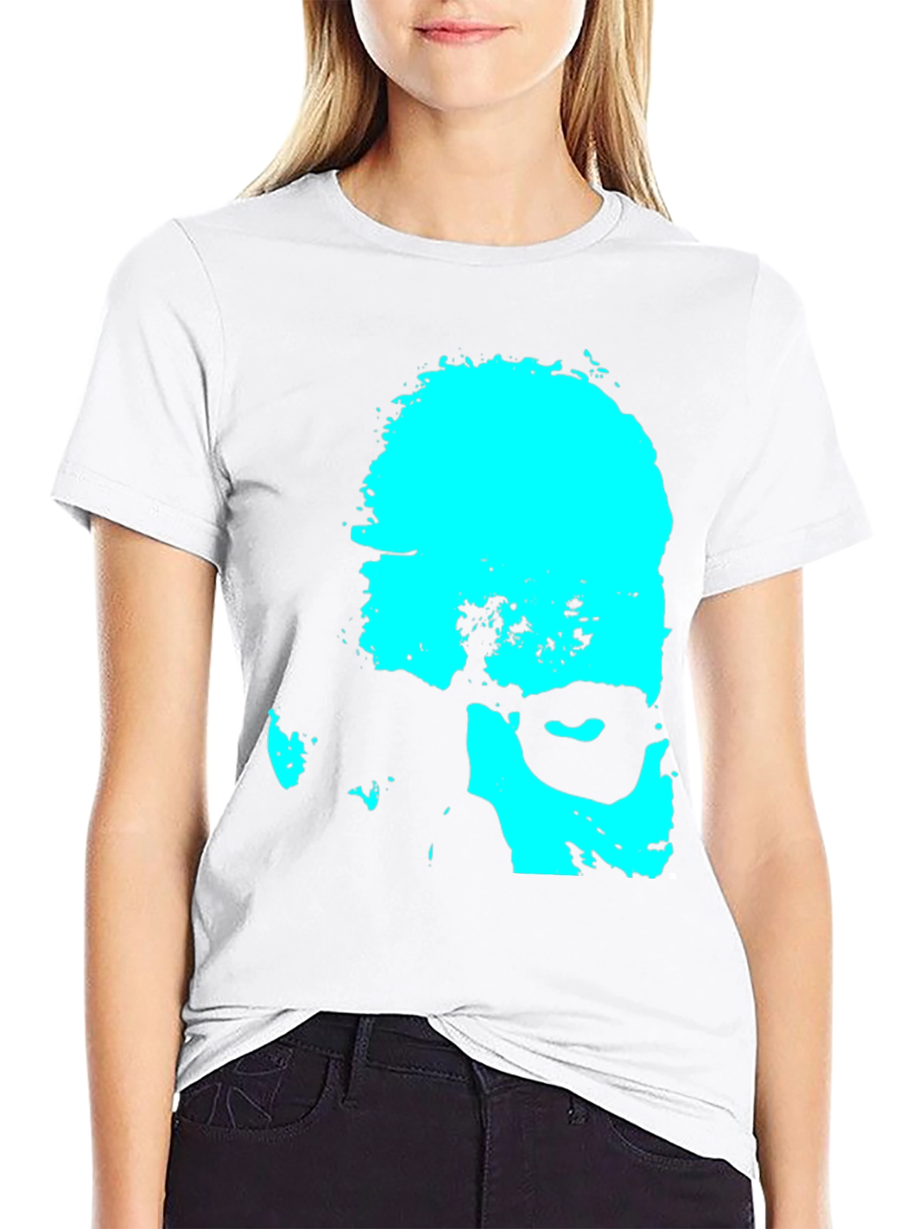 Cyan Grunge Face Graphic Tee