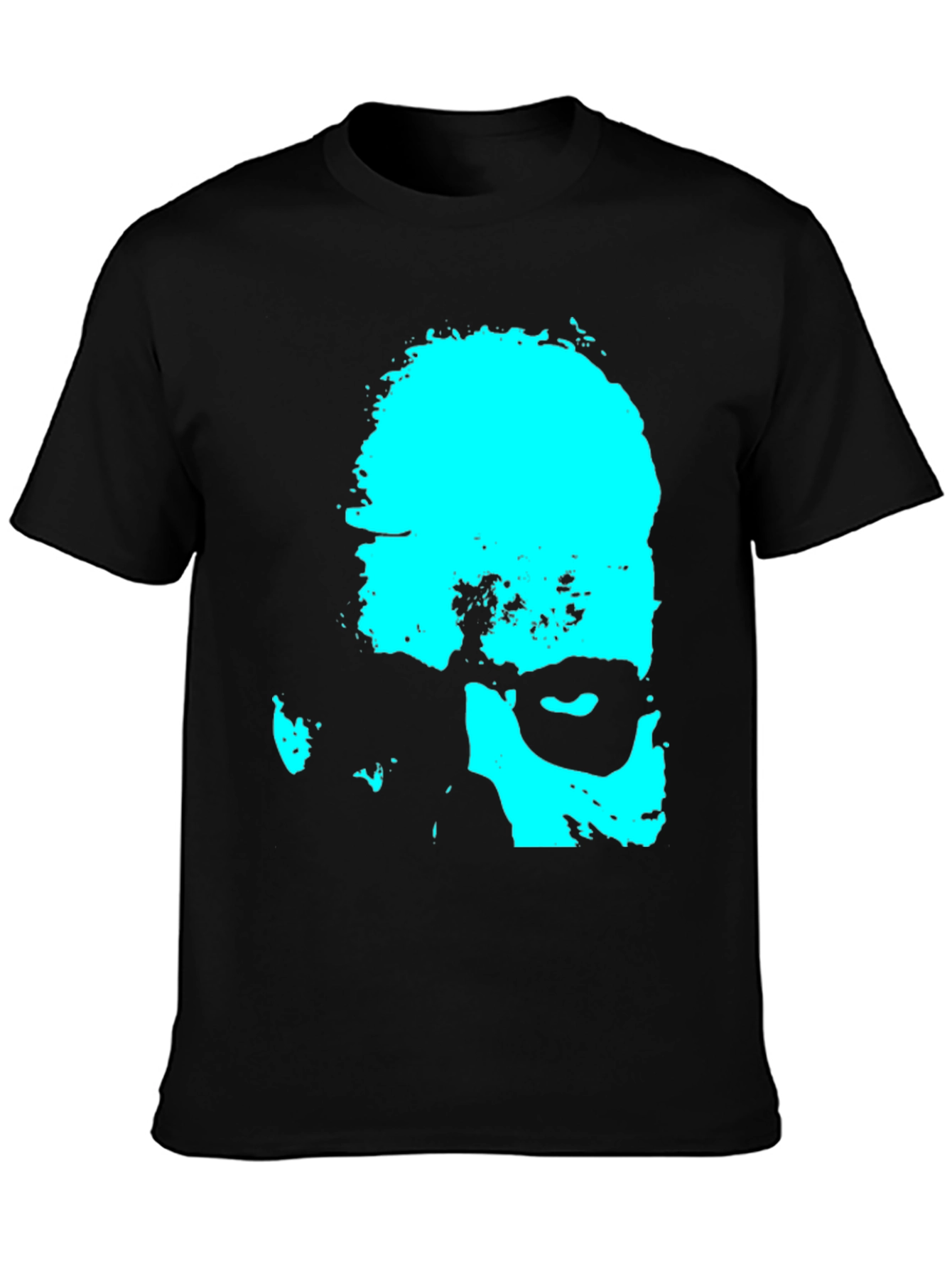 Cyan Grunge Face Graphic Tee