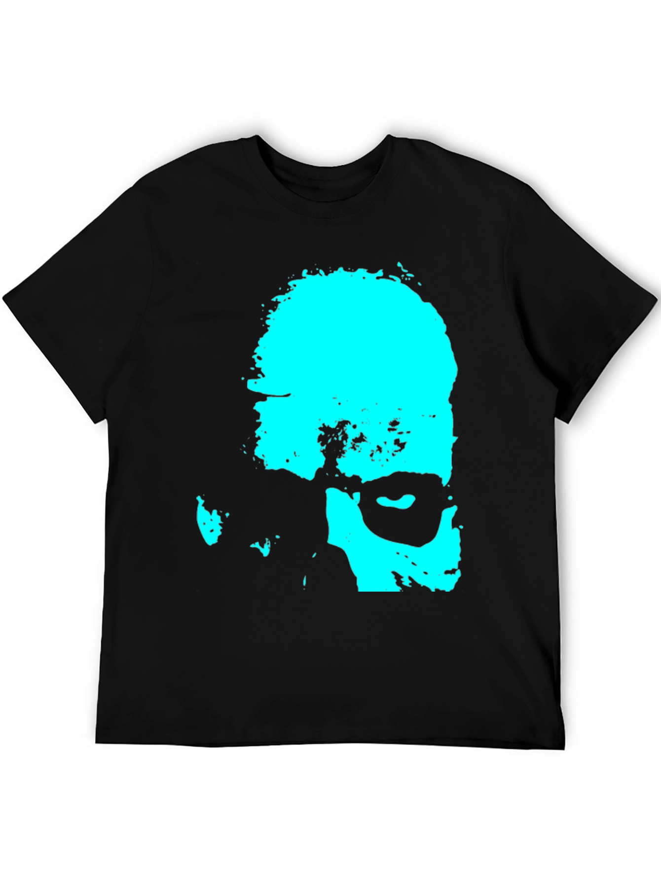 Cyan Grunge Face Graphic Tee