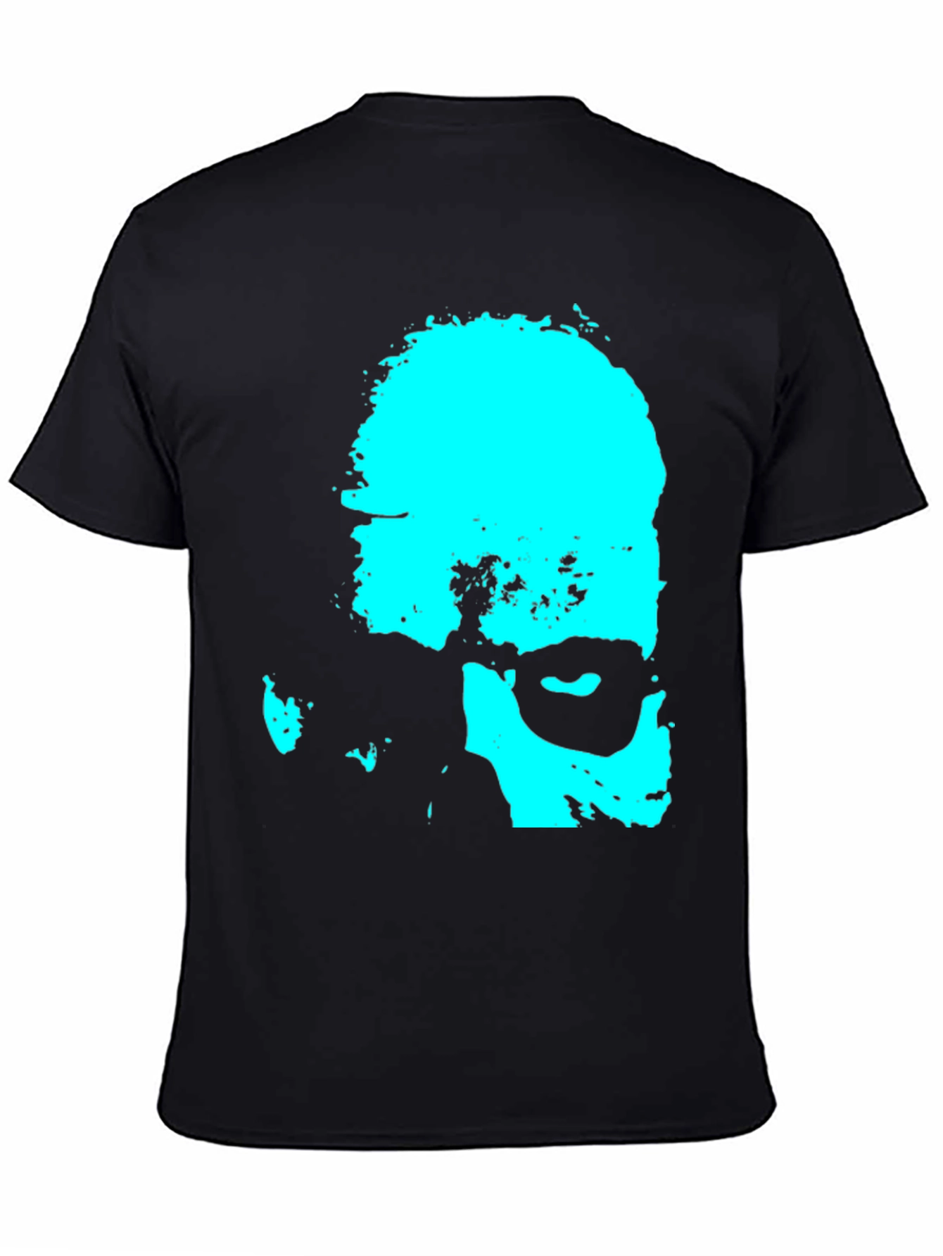 Cyan Grunge Face Graphic Tee