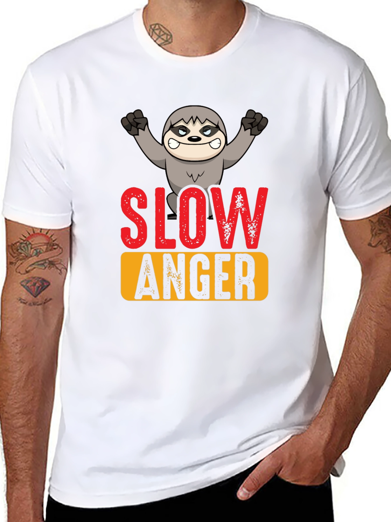 Slow Anger Sloth Graphic Tee - Funny Animal T-Shirt