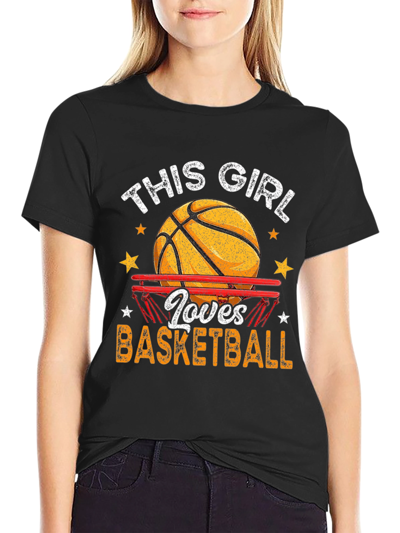 This Girl Loves Basketball Graphic T-Shirt