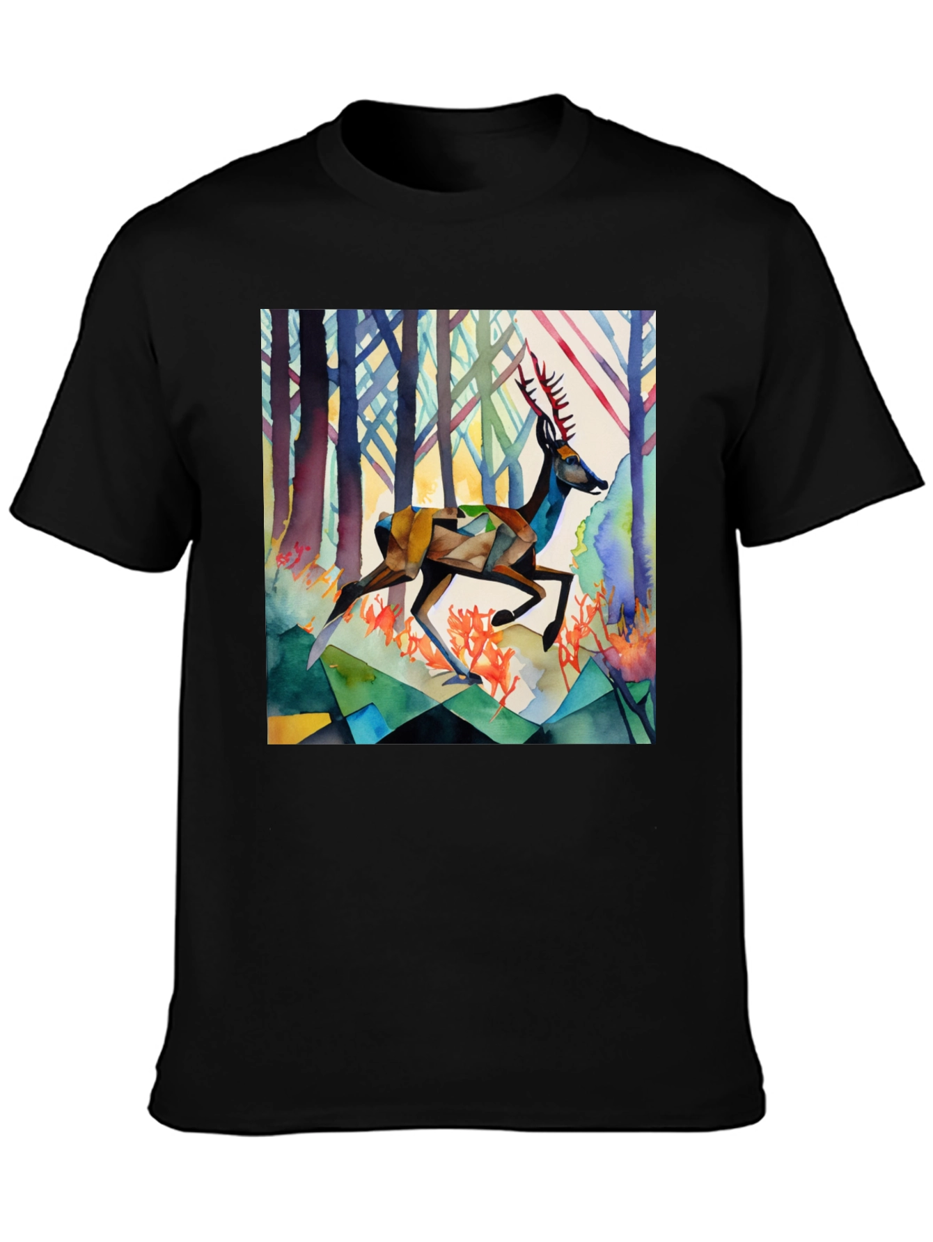 Geometric Deer Graphic Tee - Stylish Mens Shirt