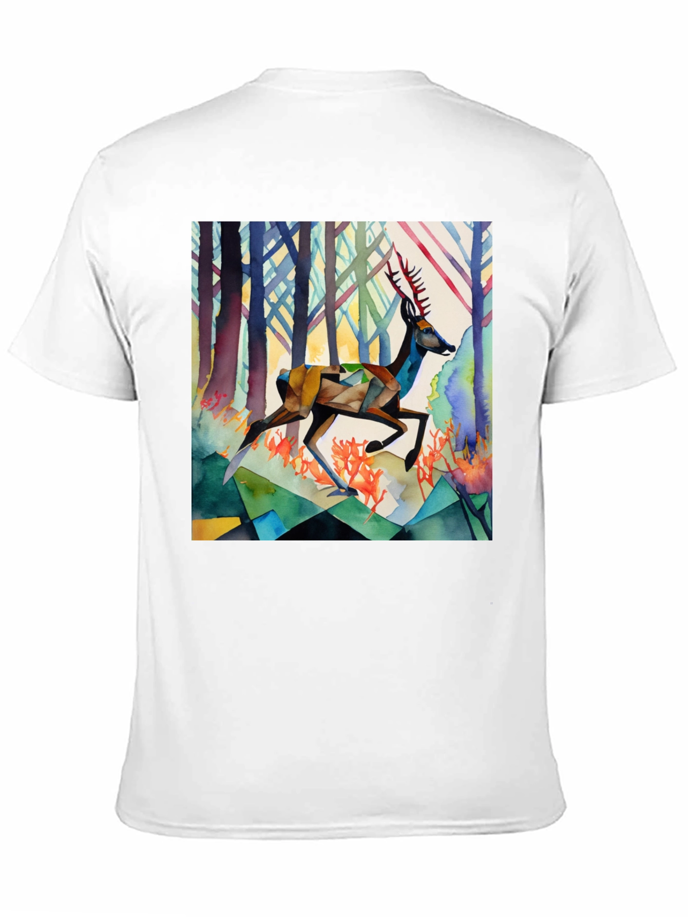 Geometric Deer Graphic Tee - Stylish Mens Shirt
