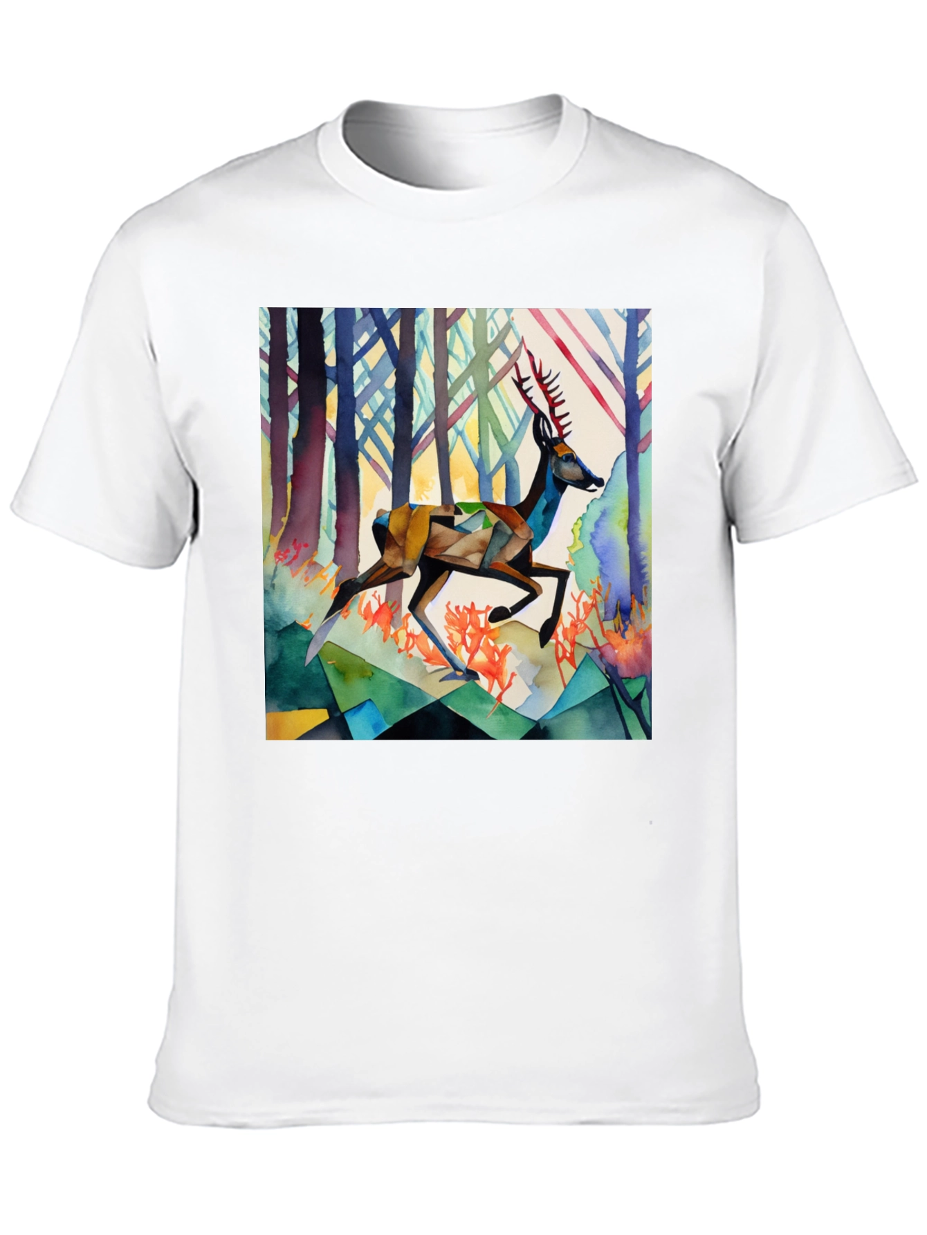 Geometric Deer Graphic Tee - Stylish Mens Shirt