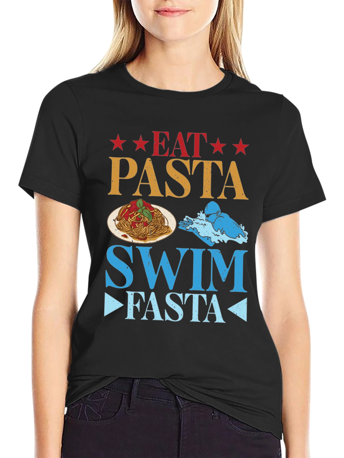 Eat Pasta Swim Fasta Graphic T-Shirt