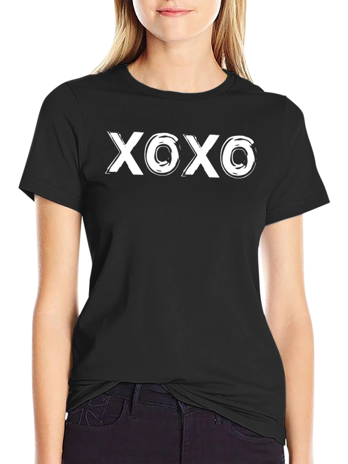 XOXO Graphic Tee - Casual Black Cotton T-Shirt