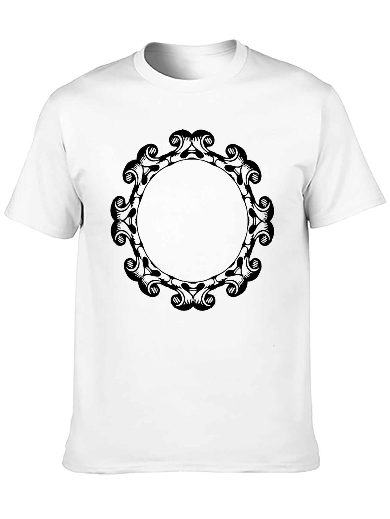 Elegant Scroll Frame Black T-Shirt