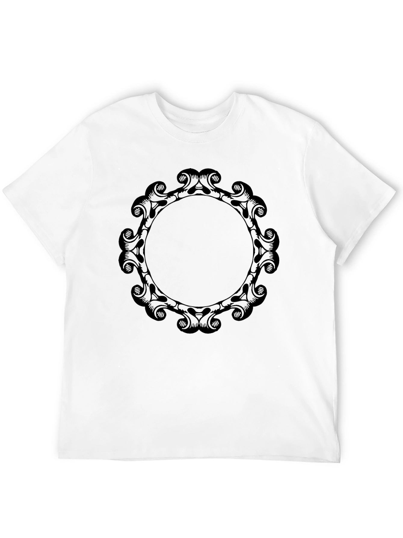 Elegant Scroll Frame Black T-Shirt