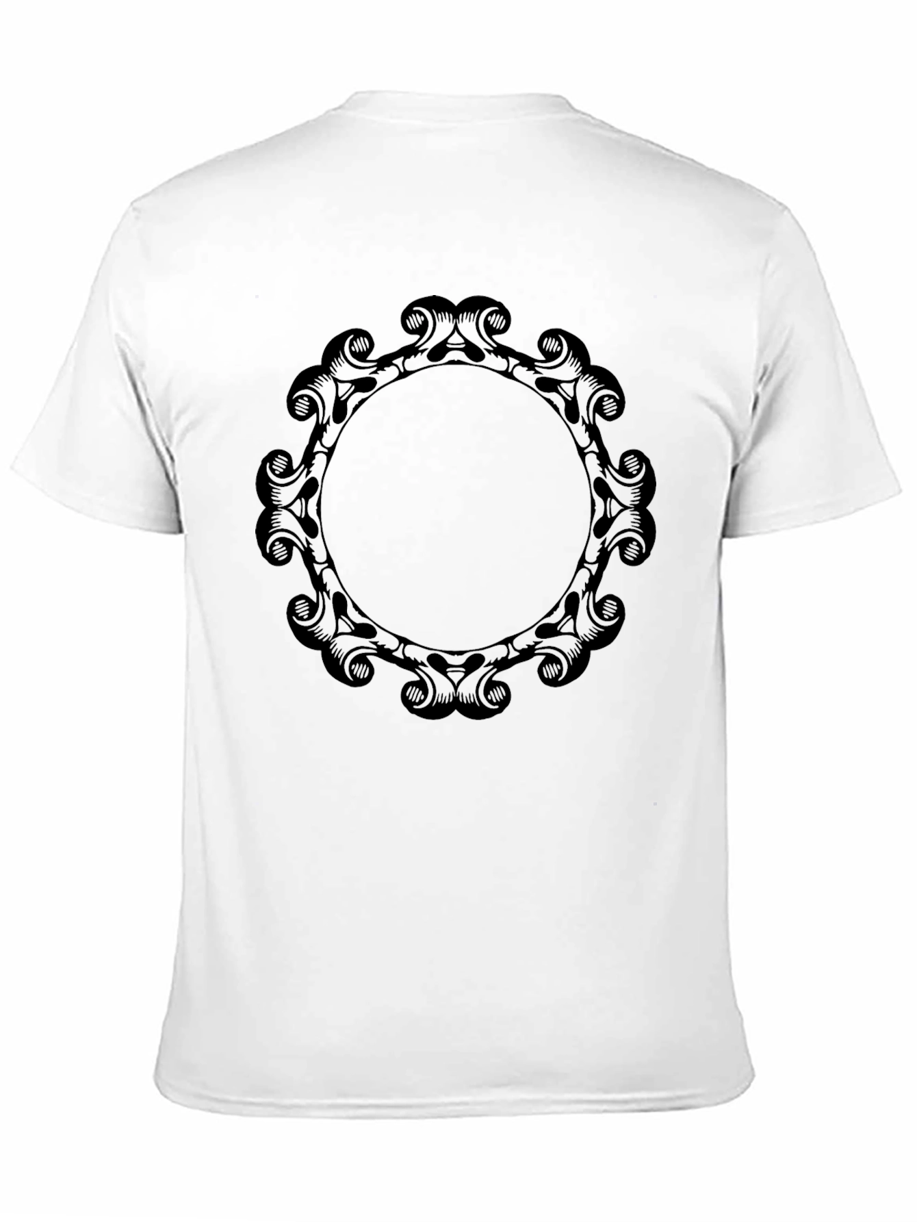 Elegant Scroll Frame Black T-Shirt