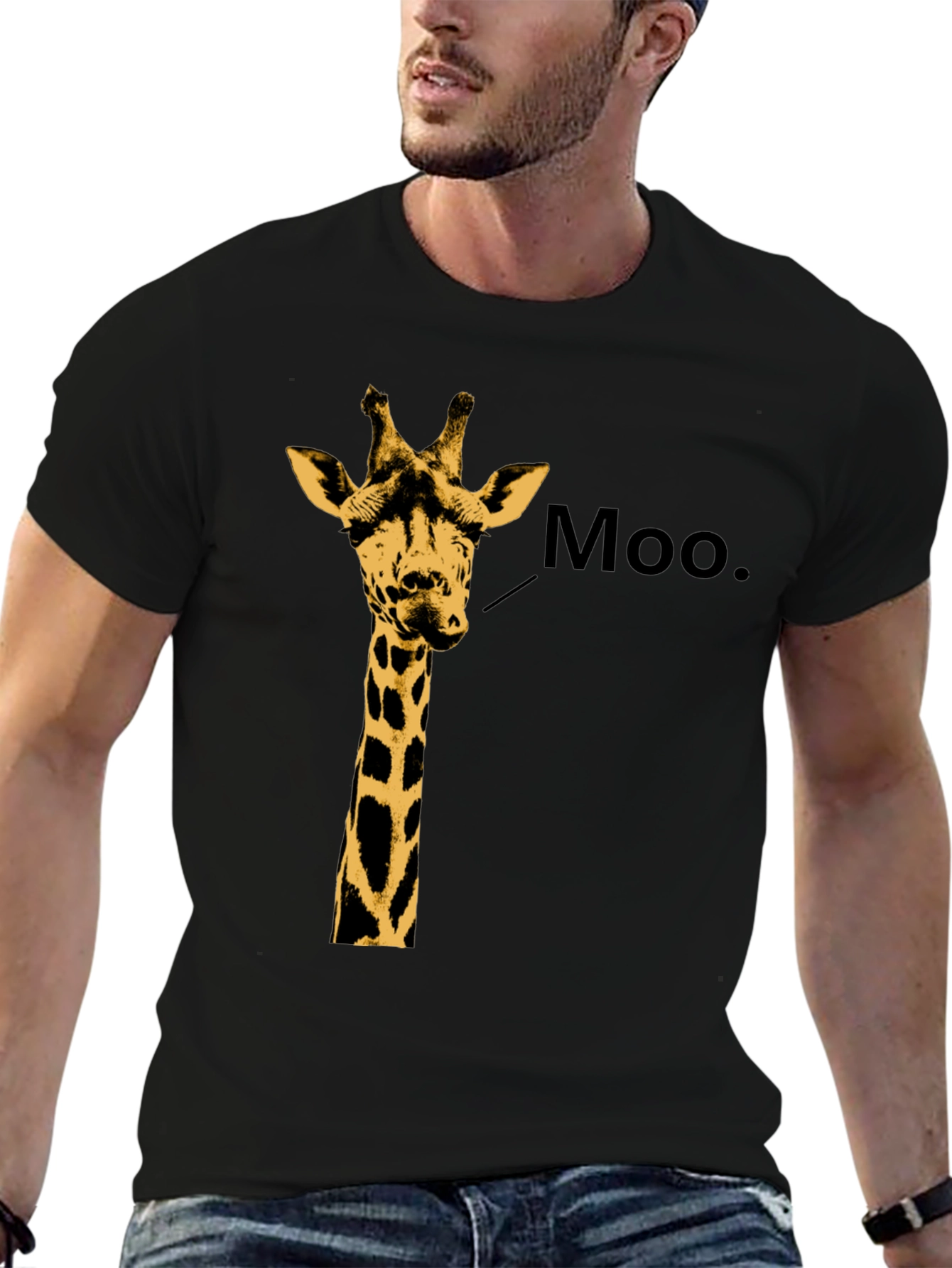 Giraffe Moo T-Shirt - Funny Animal Graphic Tee
