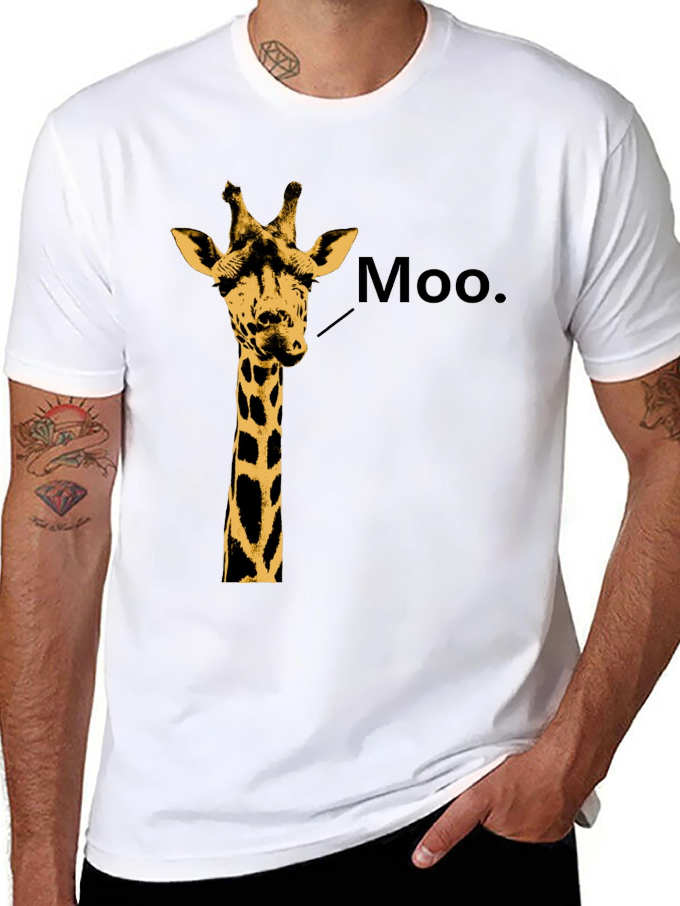 Giraffe Moo T-Shirt - Funny Animal Graphic Tee
