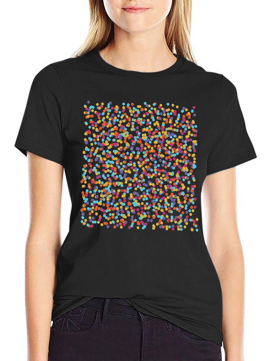 Colorful Dots Pattern Black T-Shirt