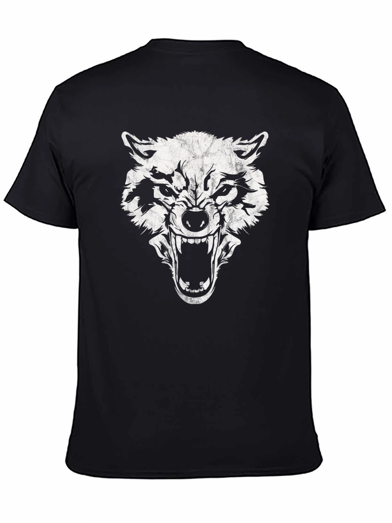 Mens Black Wolf Graphic Print T-Shirt