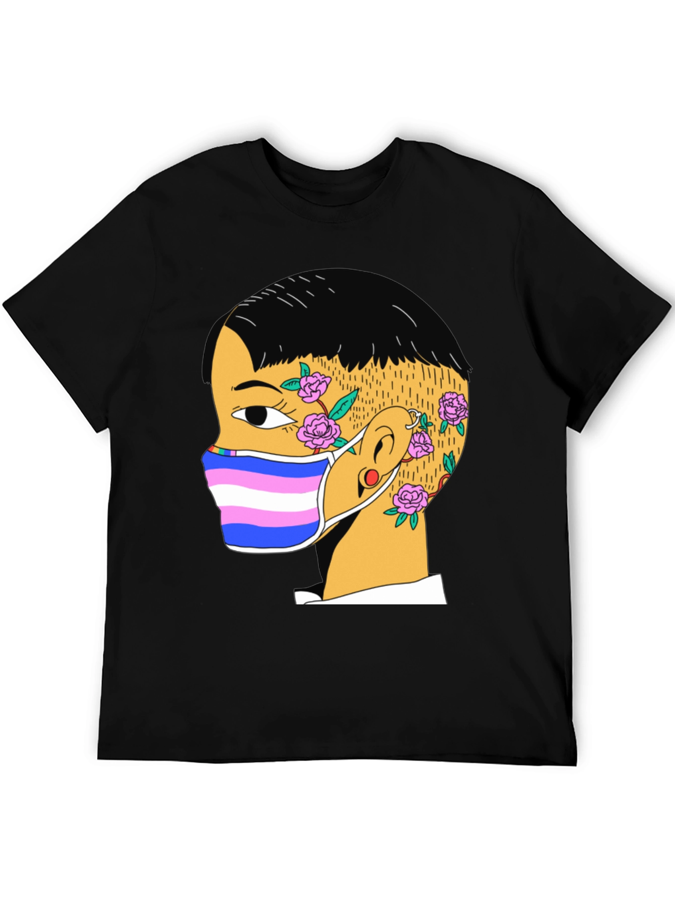 Graphic Tee with Trans Pride Mask Design