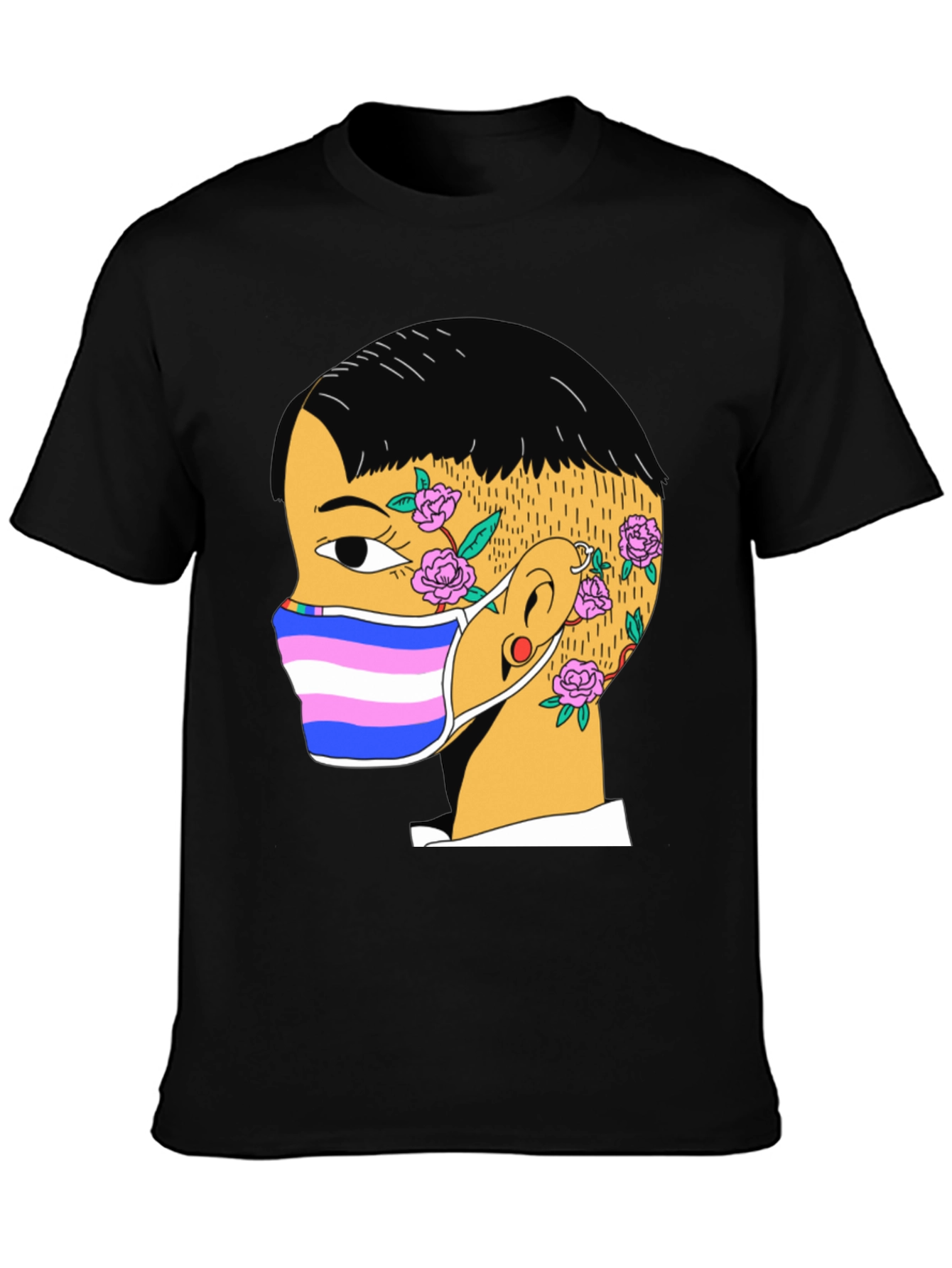 Graphic Tee with Trans Pride Mask Design