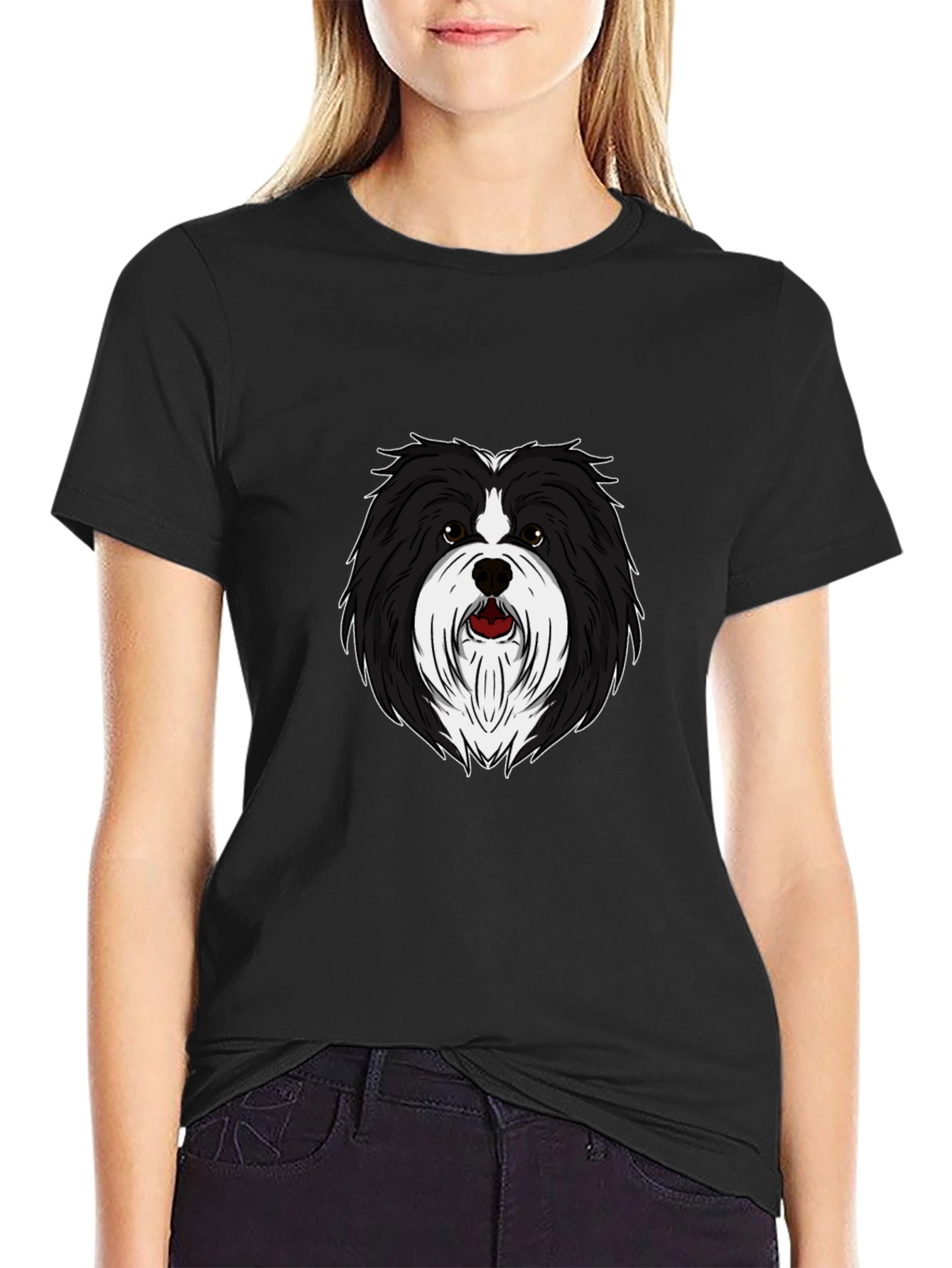 Dog Breed Graphic Tee - Black Crew Neck