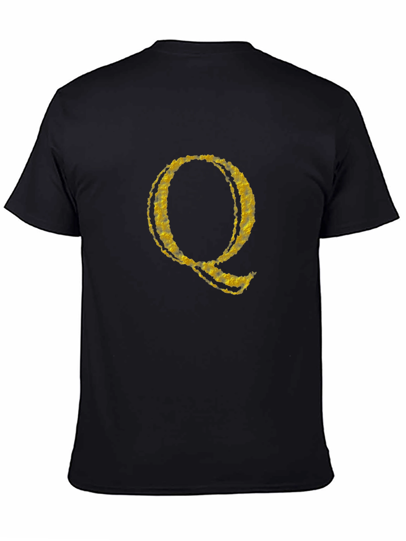 Letter Q Graphic Tee - Black Cotton Blend