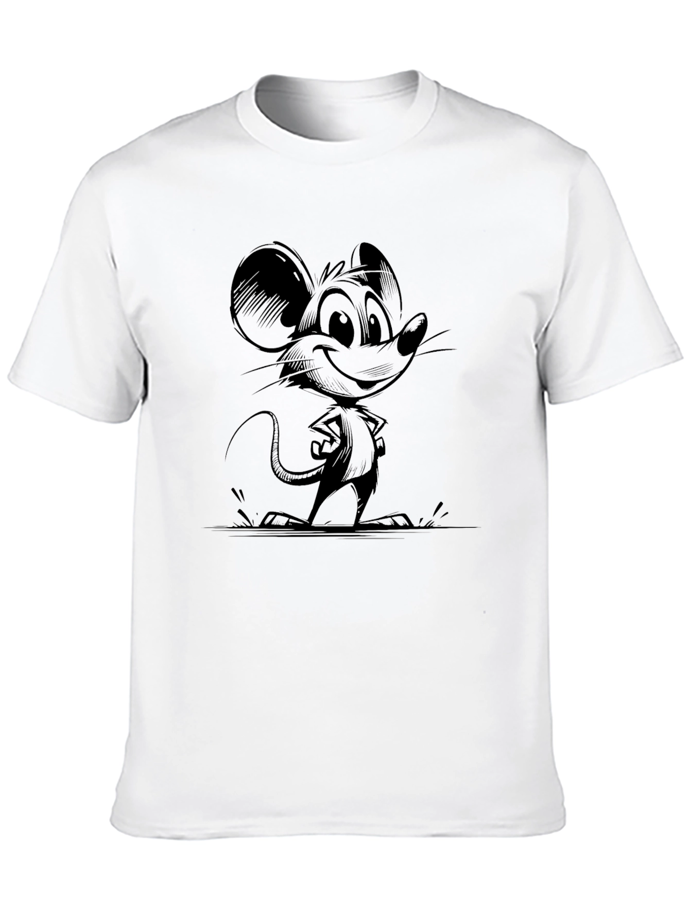 Cartoon Mouse Graphic Print Black T-Shirt