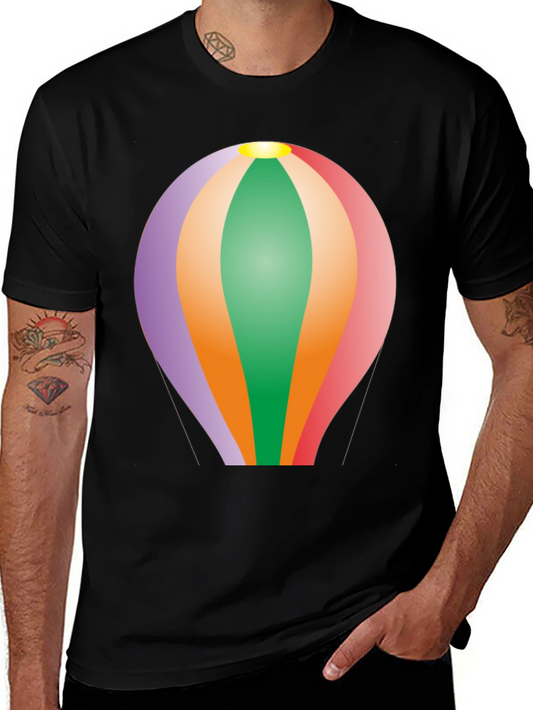 Colorful Hot Air Balloon Graphic Tee - Black