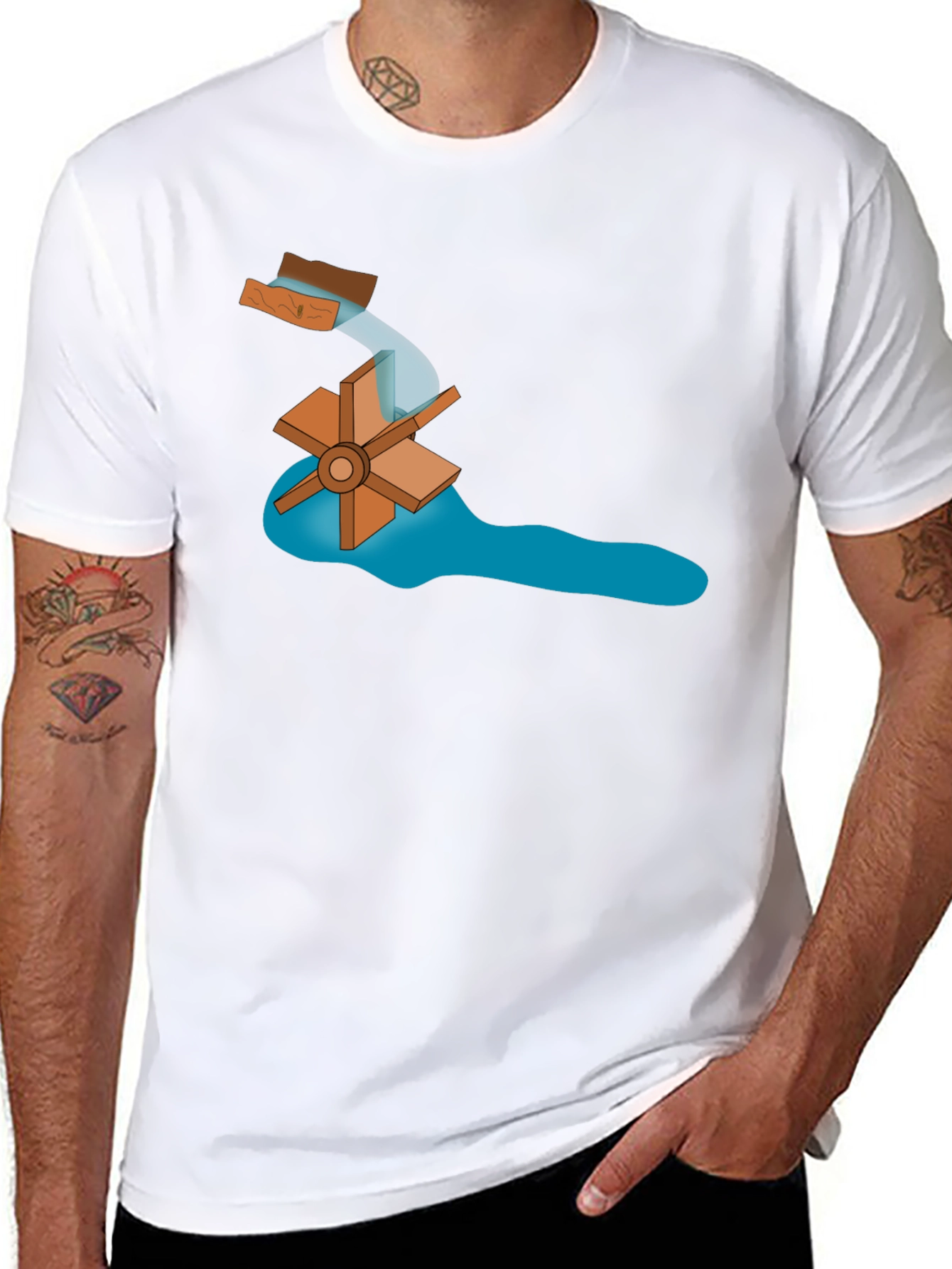 Water Wheel Graphic Tee -  Sustainable Energy Style