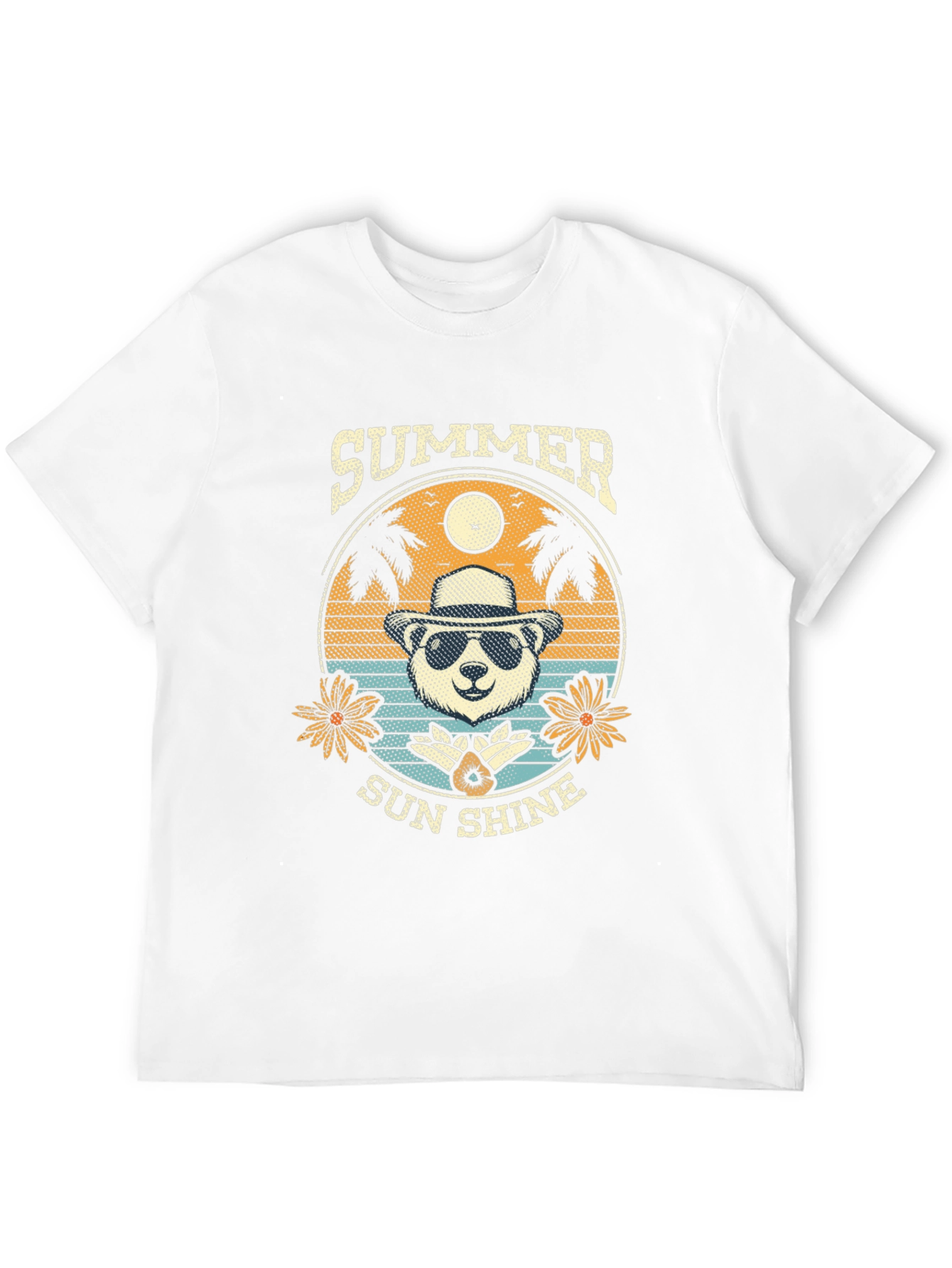 Summer Sunshine Panda Graphic Tee - Mens Black T-Shirt
