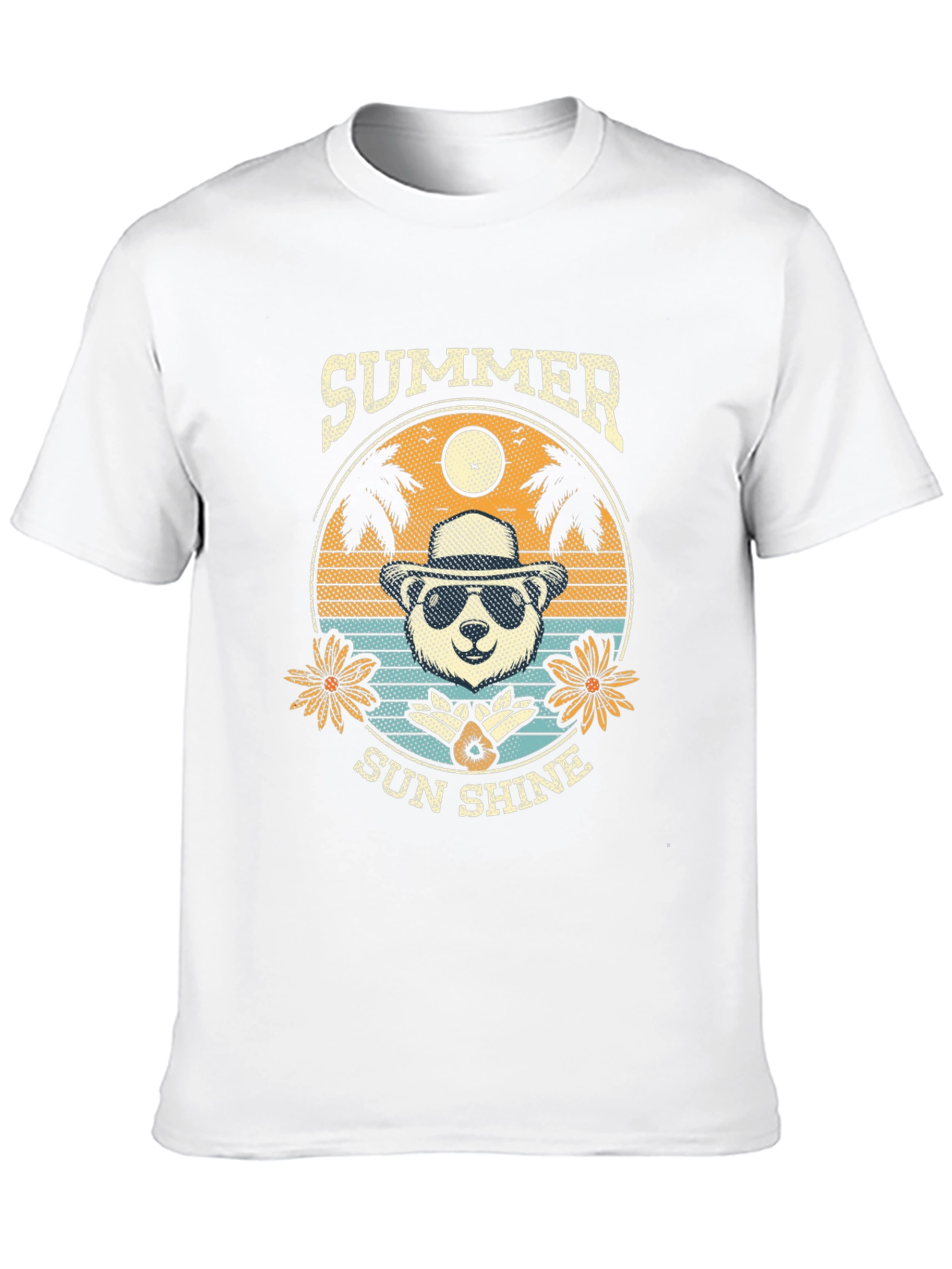 Summer Sunshine Panda Graphic Tee - Mens Black T-Shirt