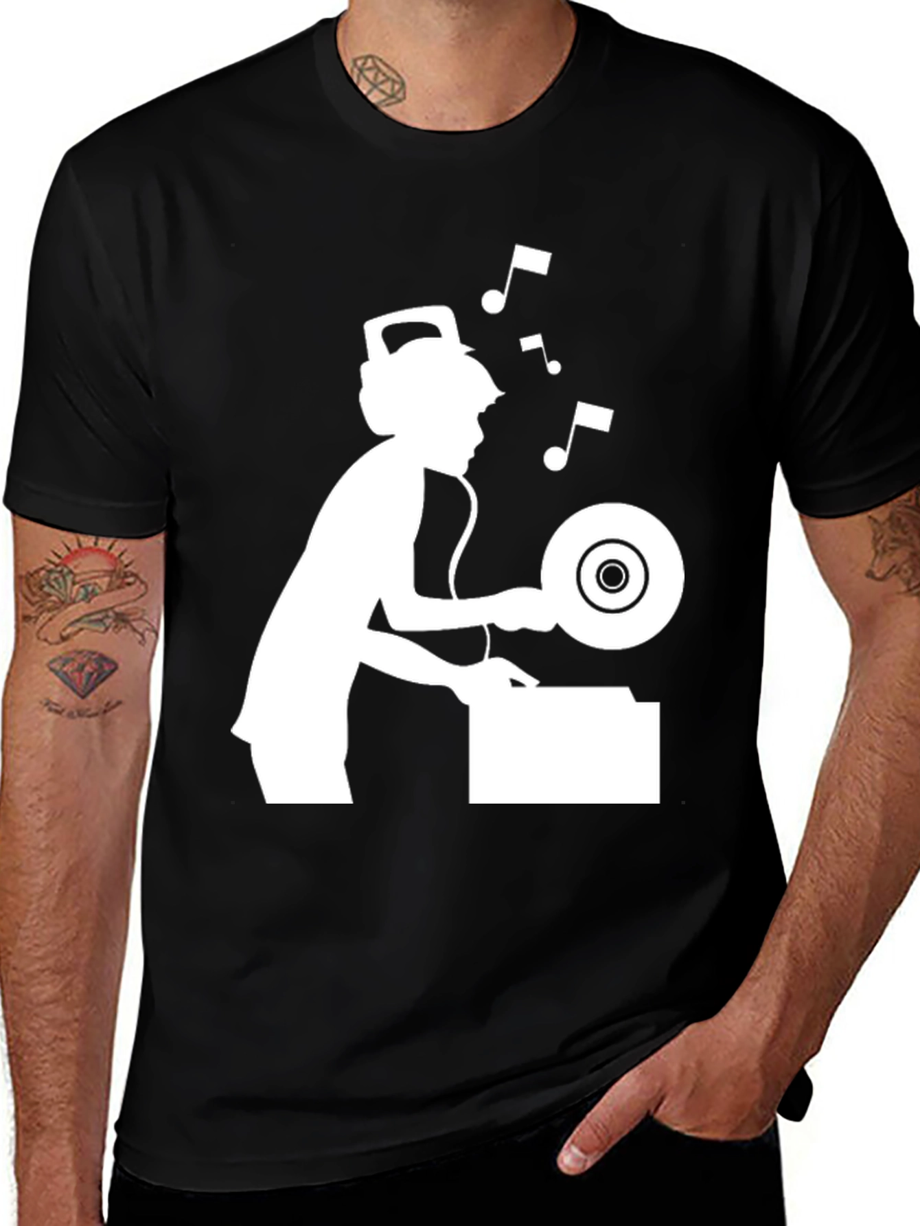 DJ Turntable Graphic T-Shirt - Black
