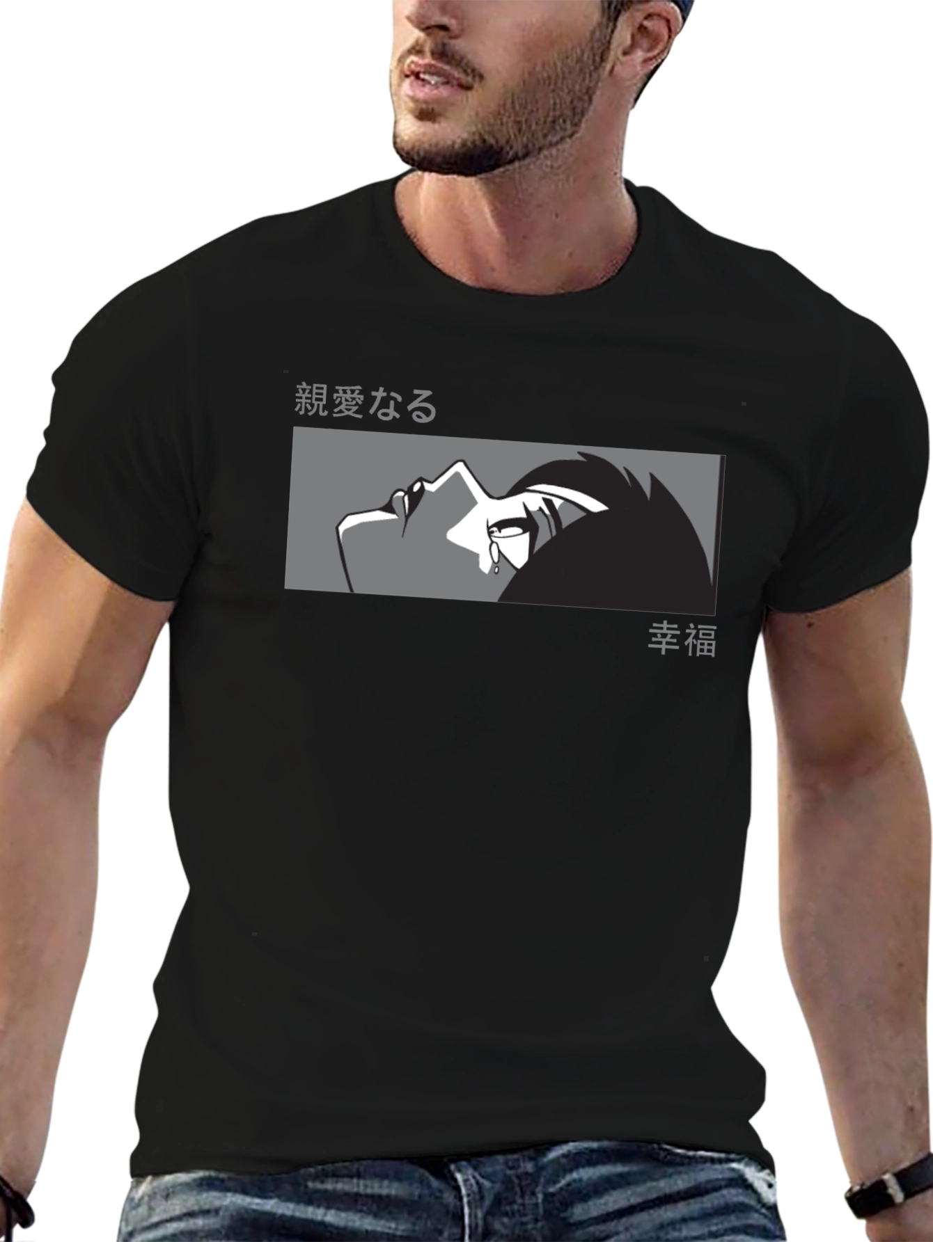 Anime Graphic Tee - Mens Black T-Shirt