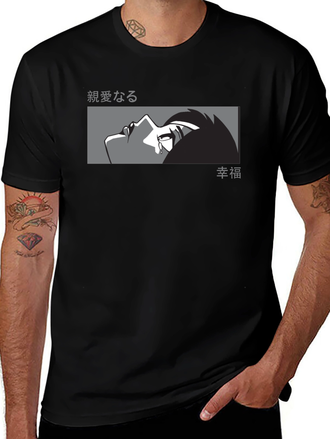 Anime Graphic Tee - Mens Black T-Shirt