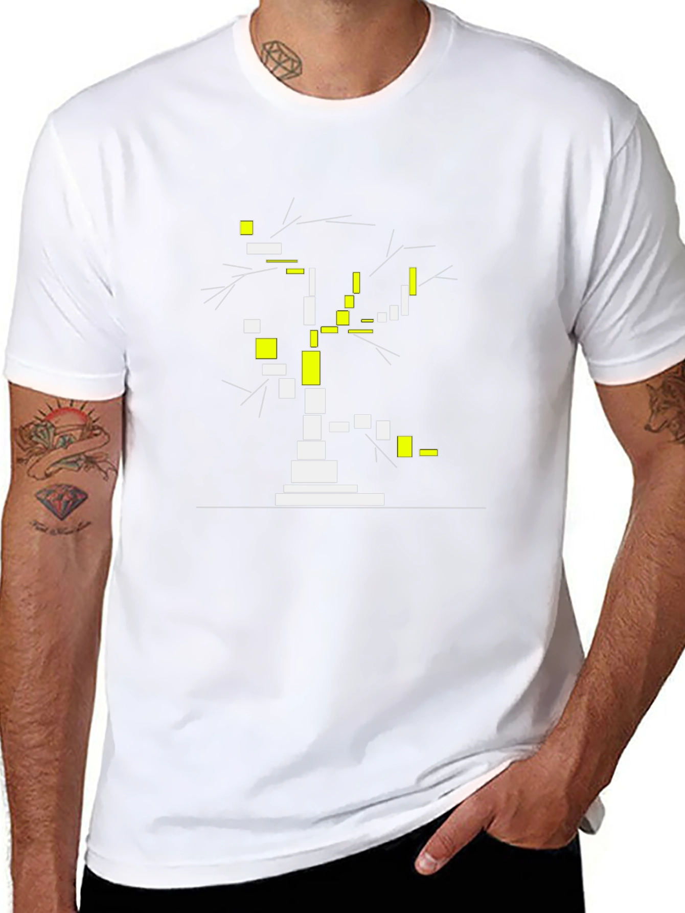 Abstract Tree Graphic Print Black T-Shirt