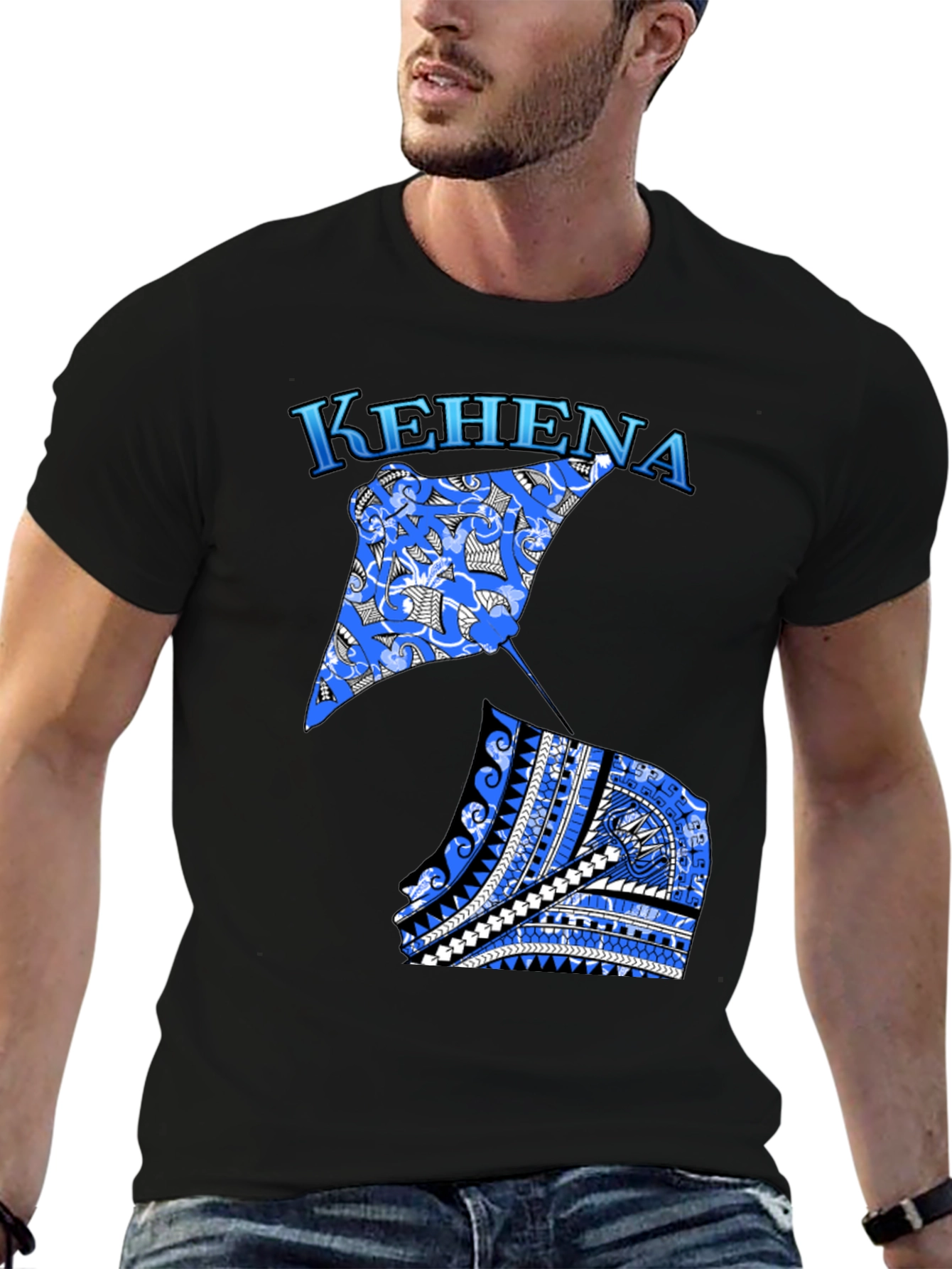 Mens Black Kehena Graphic T-Shirt