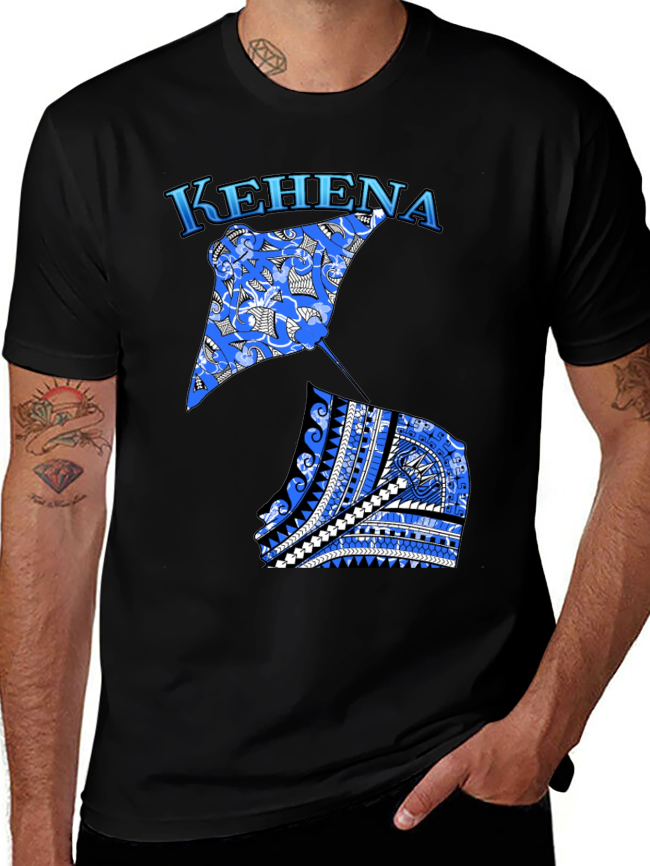 Mens Black Kehena Graphic T-Shirt