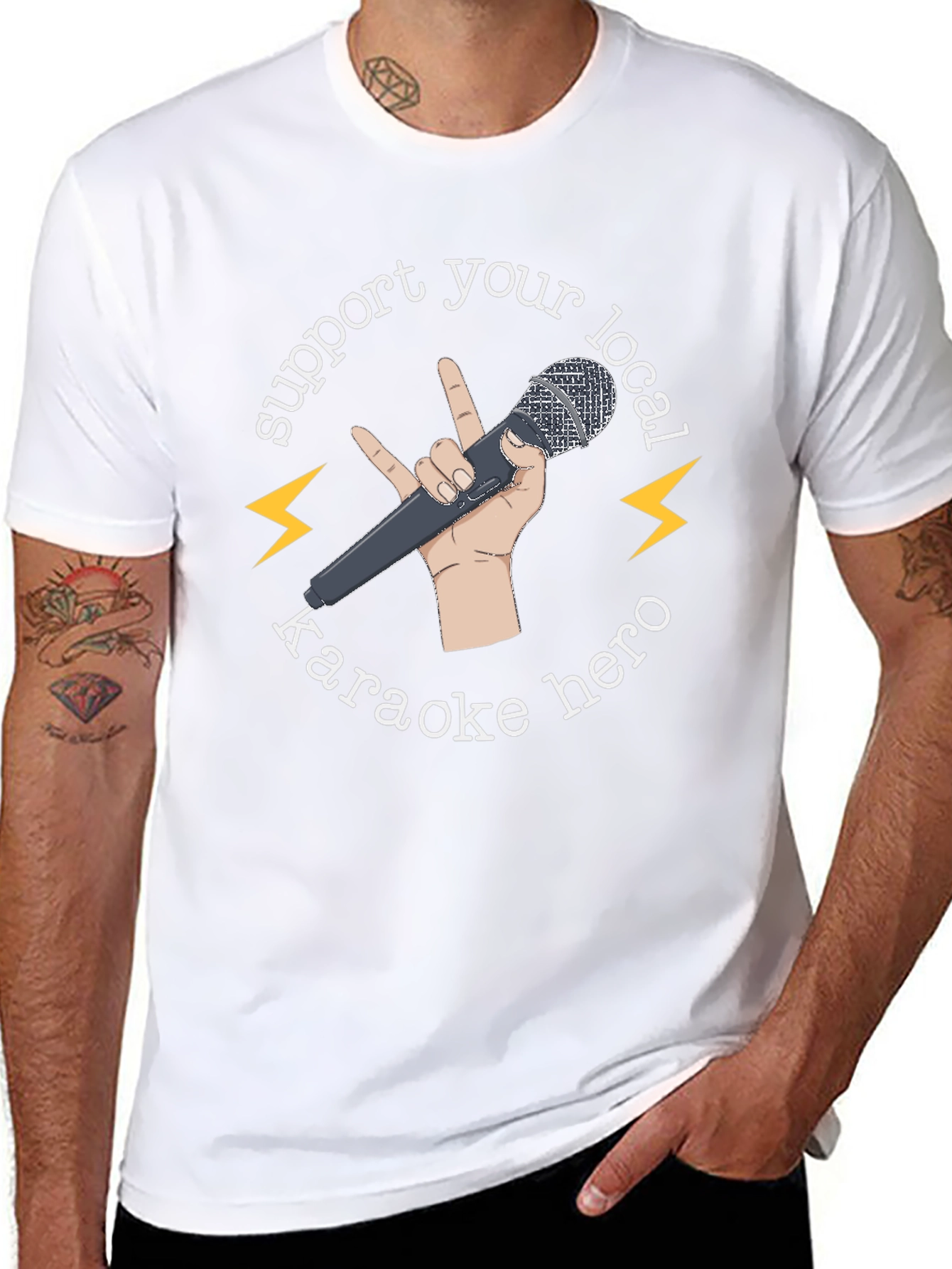 Support Your Local Karaoke Hero Black T-Shirt