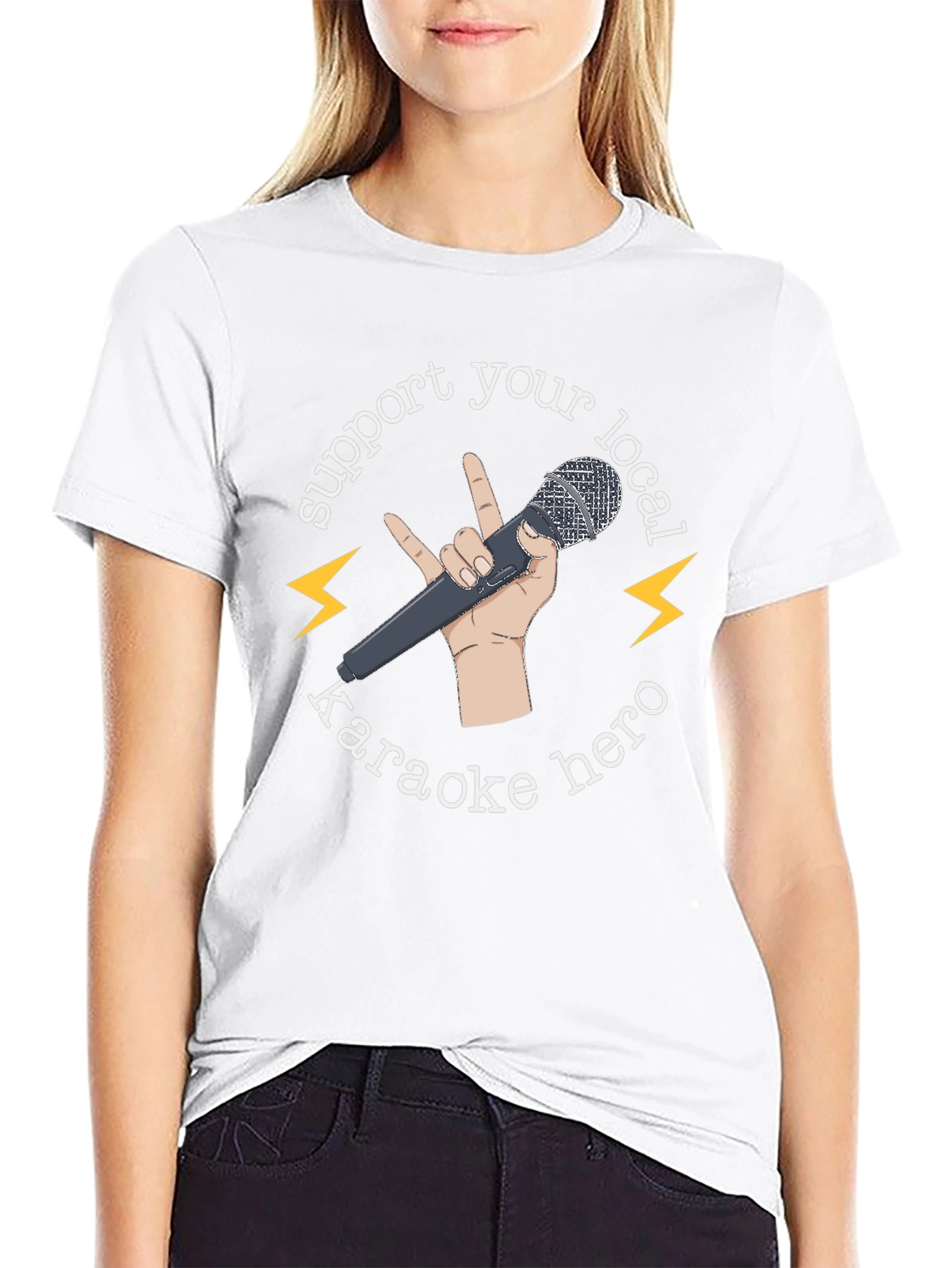Support Your Local Karaoke Hero Black T-Shirt