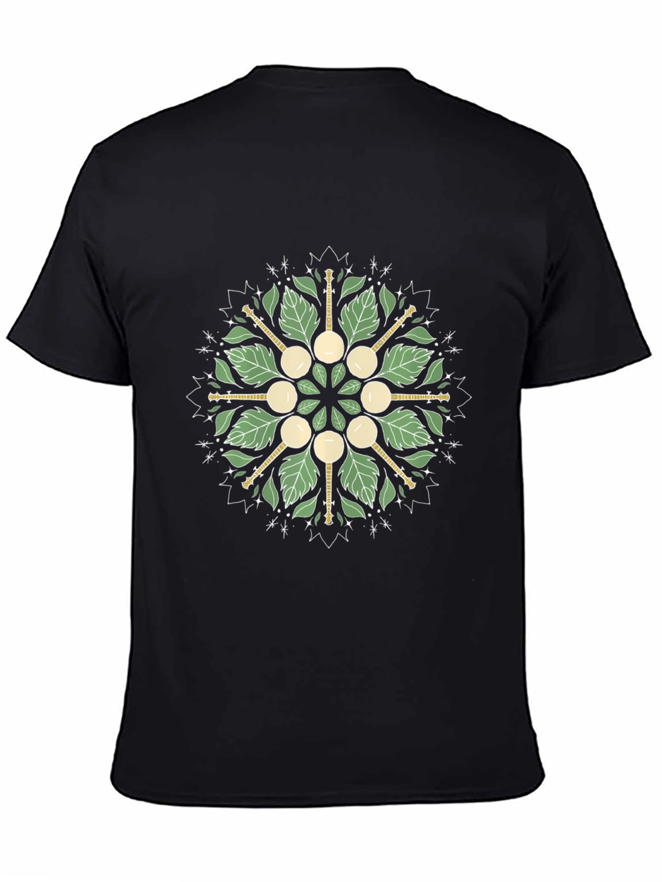 Banjo Leaf Mandala Graphic Tee - Unisex Black Shirt