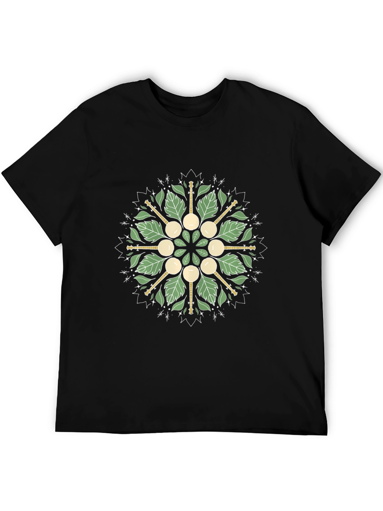 Banjo Leaf Mandala Graphic Tee - Unisex Black Shirt