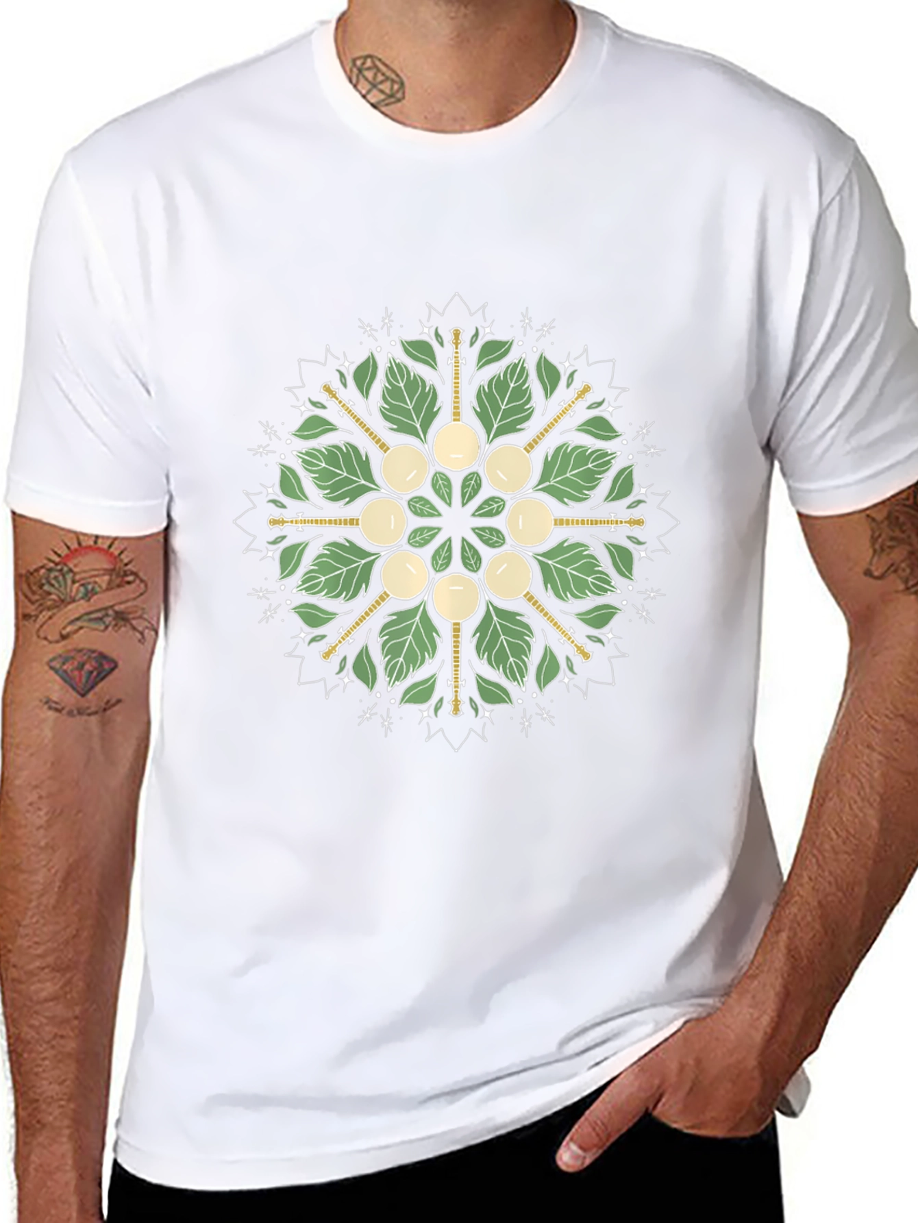 Banjo Leaf Mandala Graphic Tee - Unisex Black Shirt