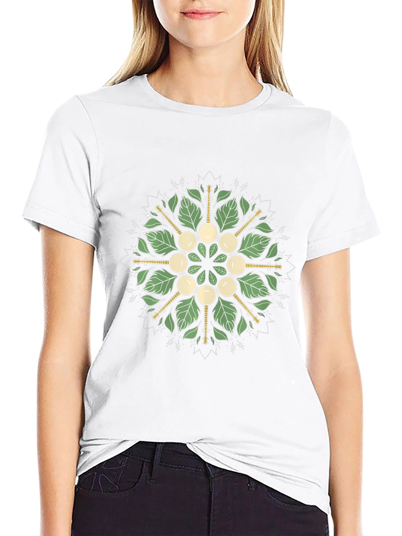 Banjo Leaf Mandala Graphic Tee - Unisex Black Shirt