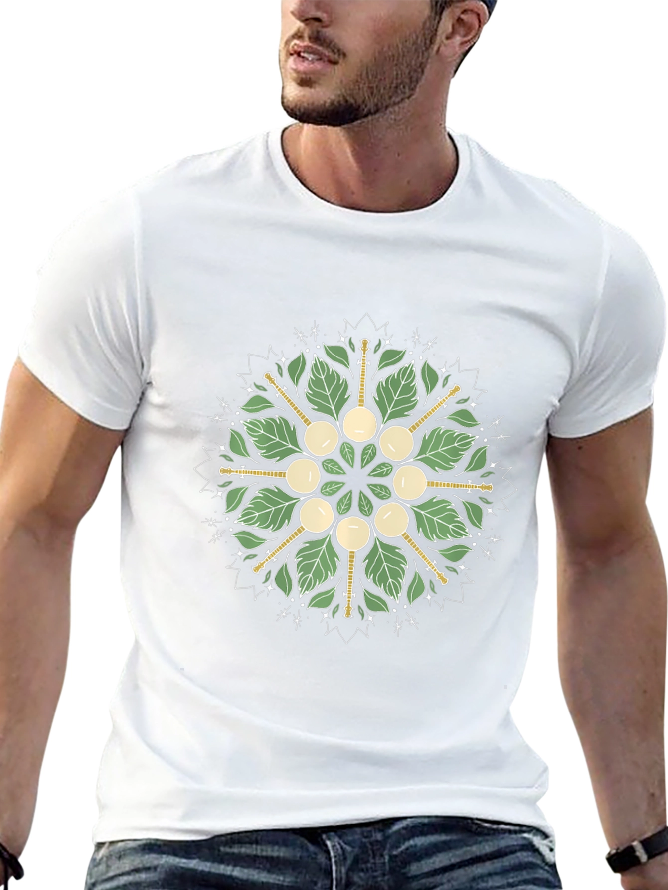 Banjo Leaf Mandala Graphic Tee - Unisex Black Shirt