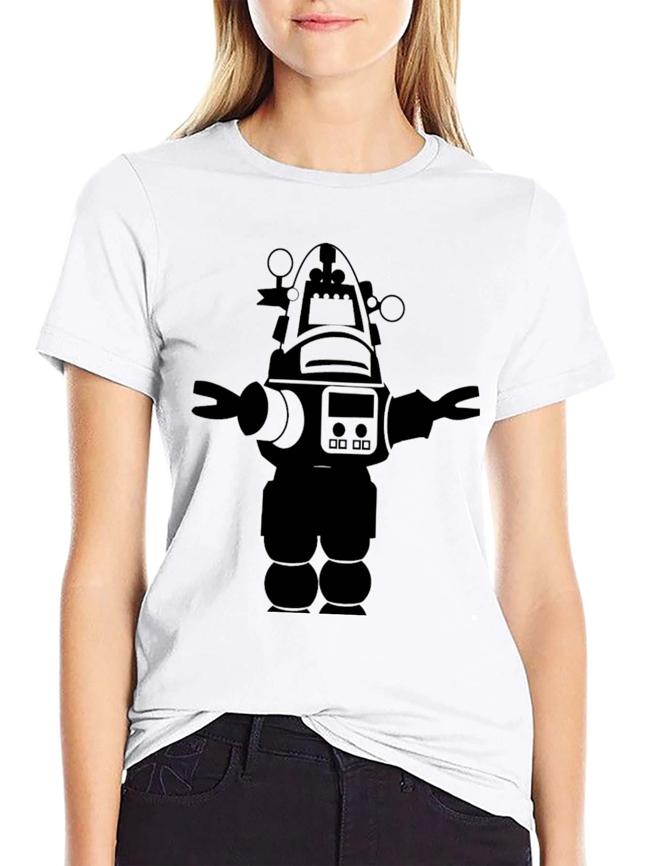 Robot Graphic Black T-Shirt Cool Design