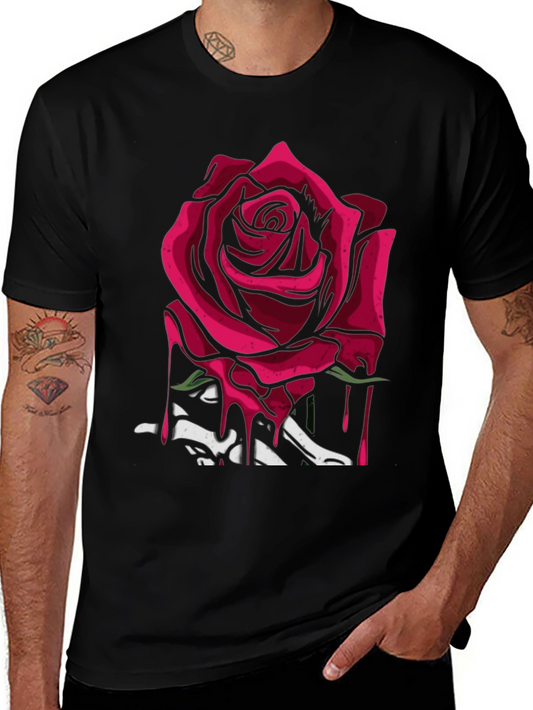 Rose & Bones Graphic Tee - Modern Edgy Style