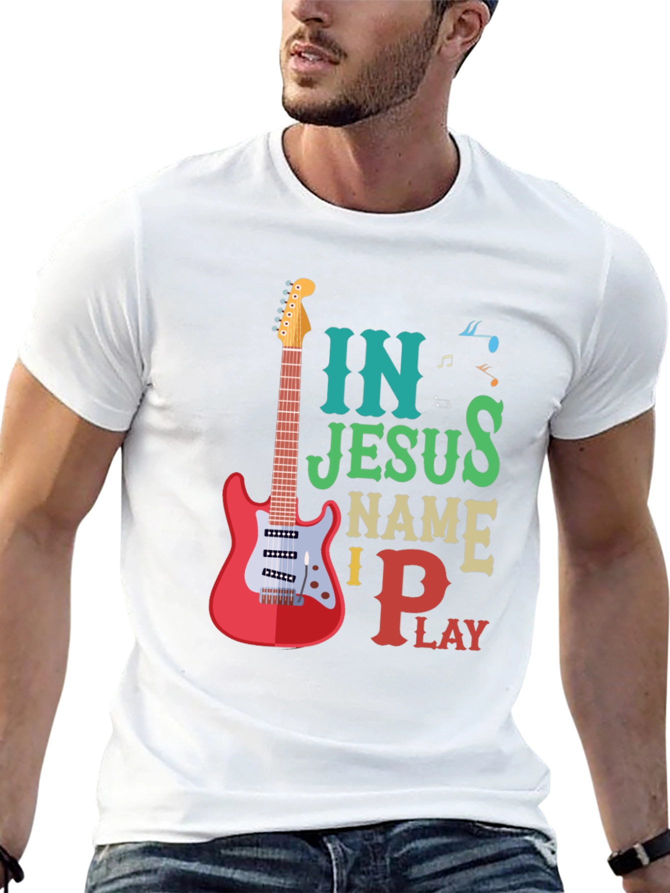 In Jesus Name I Play Guitar T-Shirt