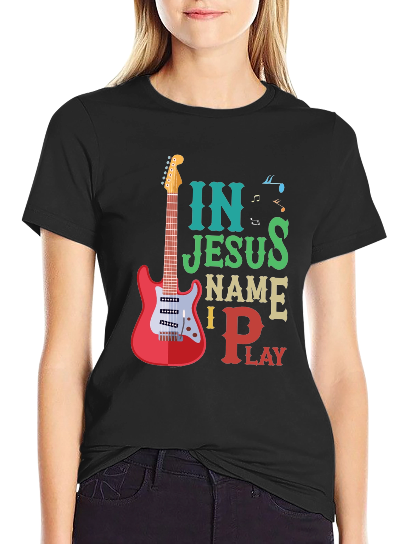 In Jesus Name I Play Guitar T-Shirt