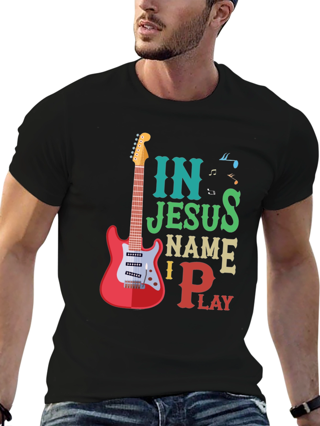 In Jesus Name I Play Guitar T-Shirt