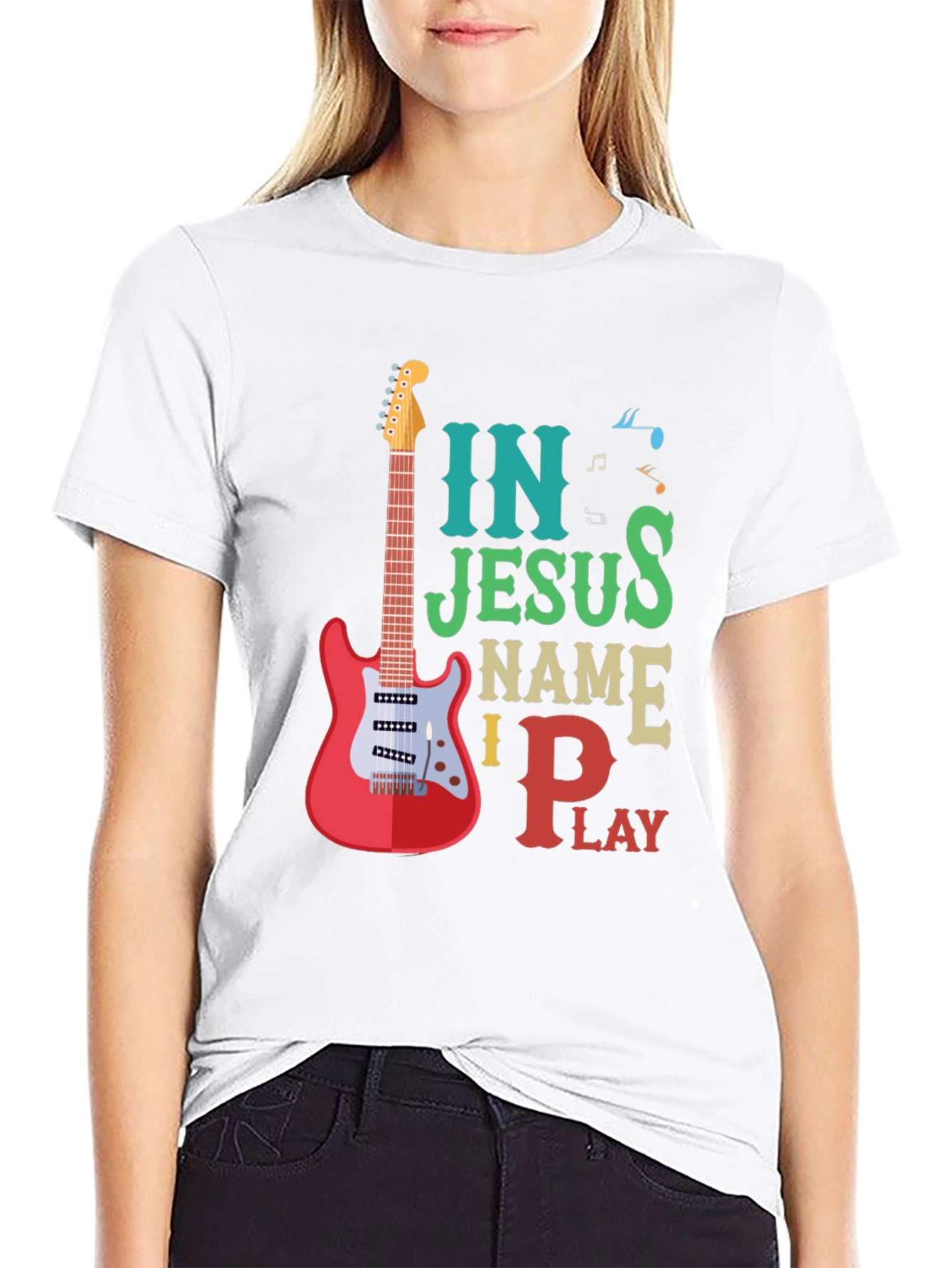 In Jesus Name I Play Guitar T-Shirt