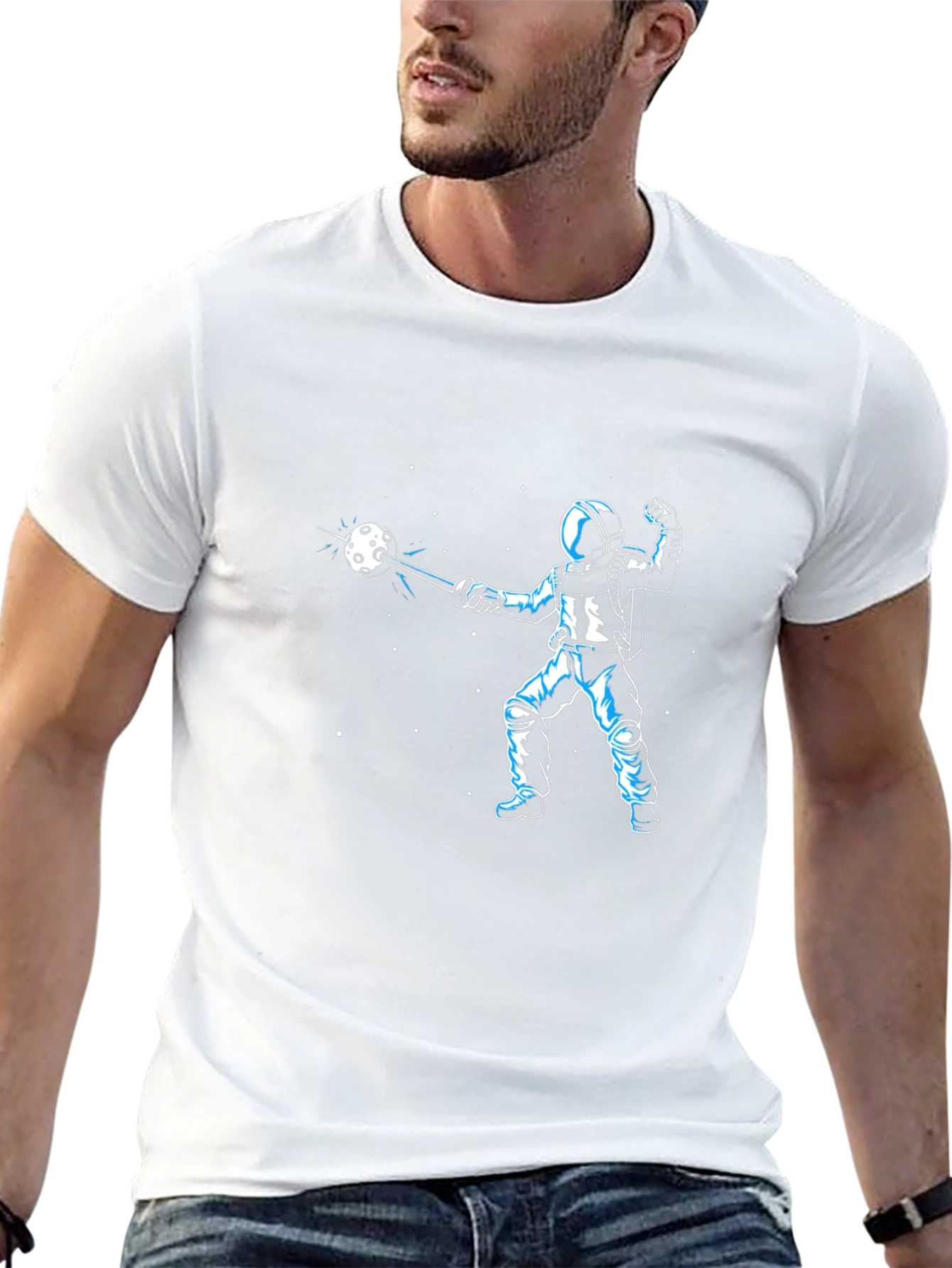 Astronaut Space Fencing Graphic Tee