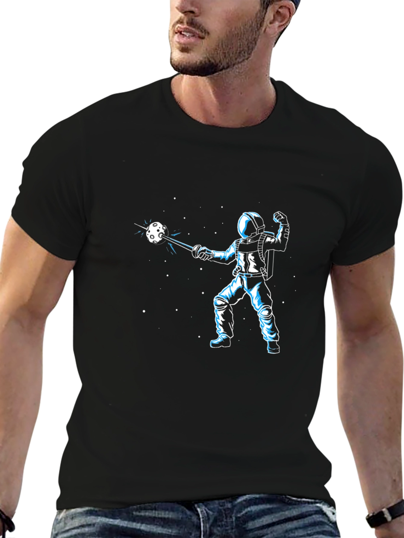 Astronaut Space Fencing Graphic Tee