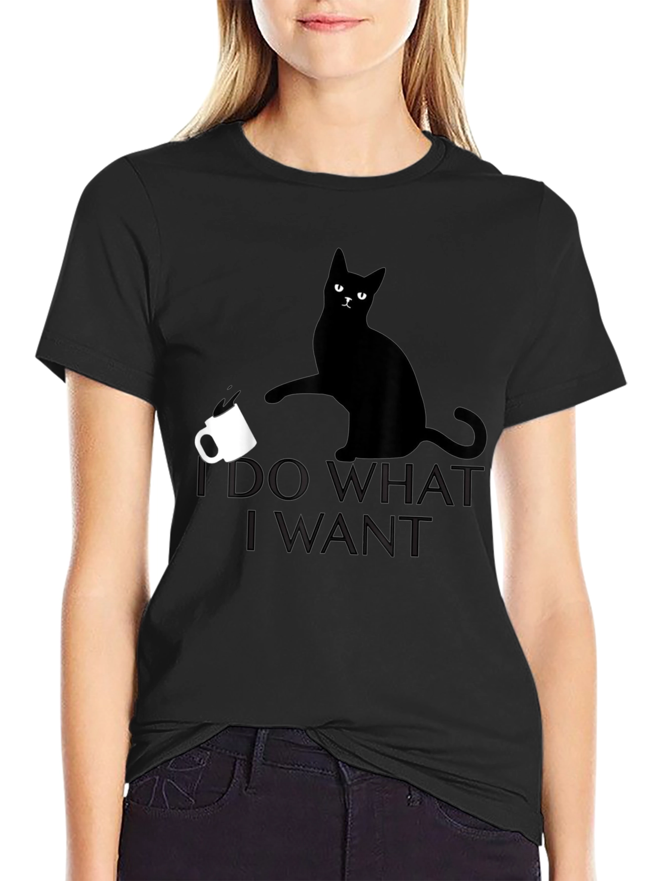 I Do What I Want Cat T-Shirt - Black